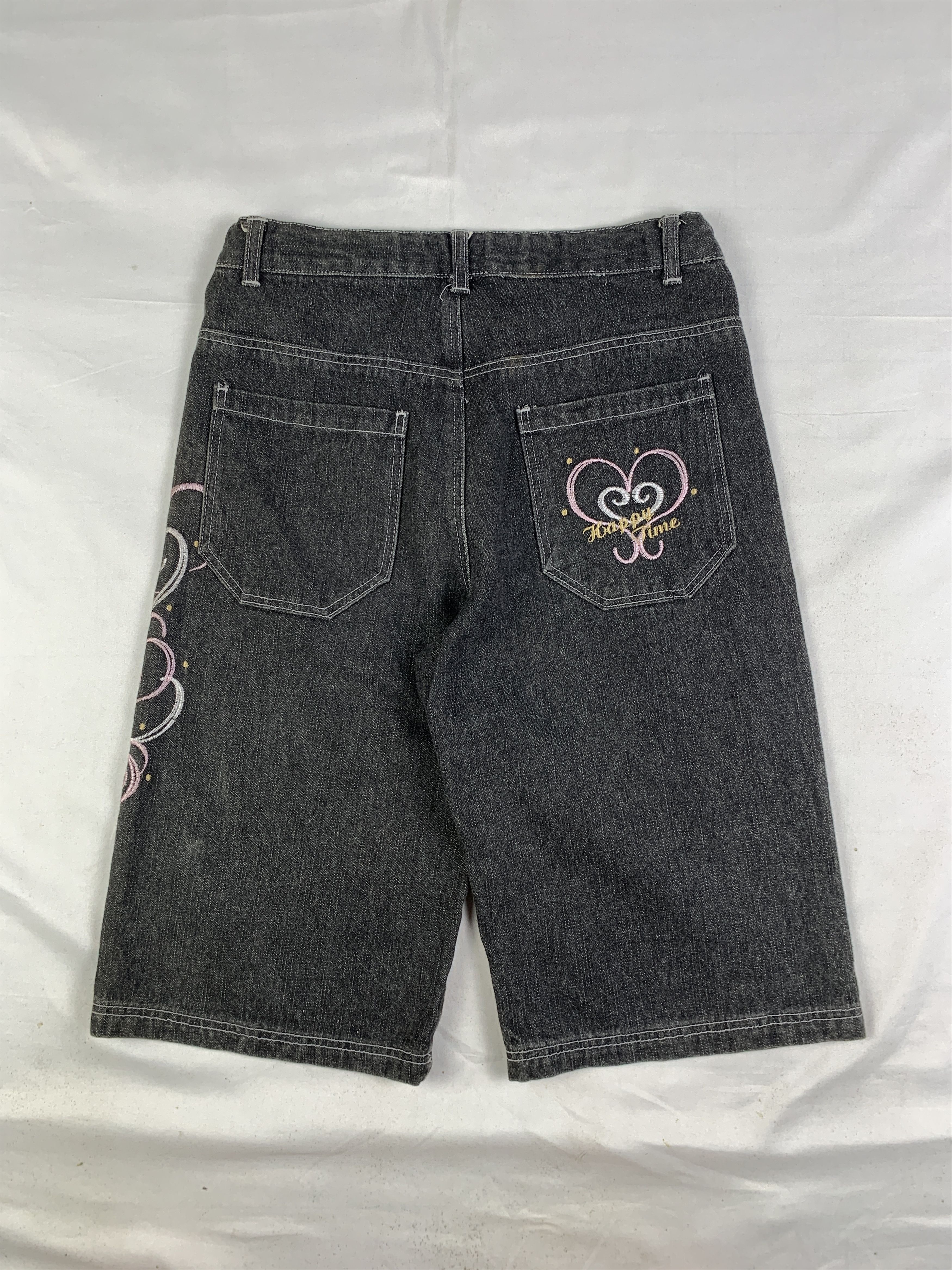 Japanese Brand Happy Time Dark Gray Embroidered Jorts (26) Size 26" / US 2 / IT 38 - 5 Thumbnail