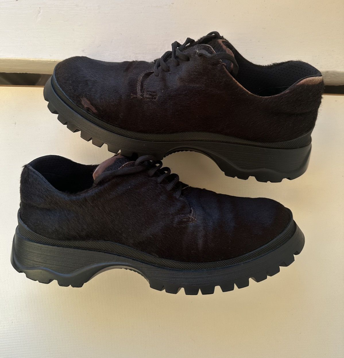 Prada Prada AW99 Pony Hair brown leather derby Size US 7.5 / IT 37.5 - 3 Thumbnail