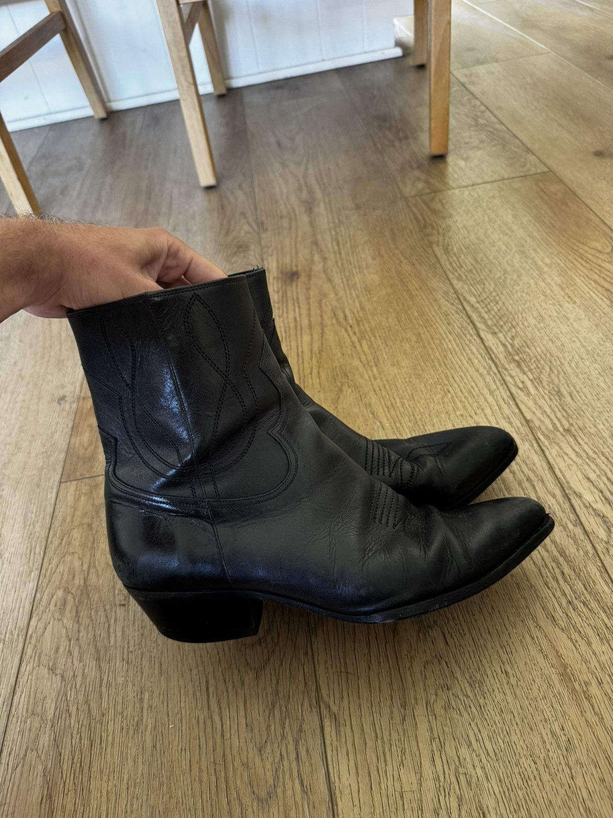 Celine Leather Western Hedi celine boots Size US 11 / EU 44 - 2 Thumbnail