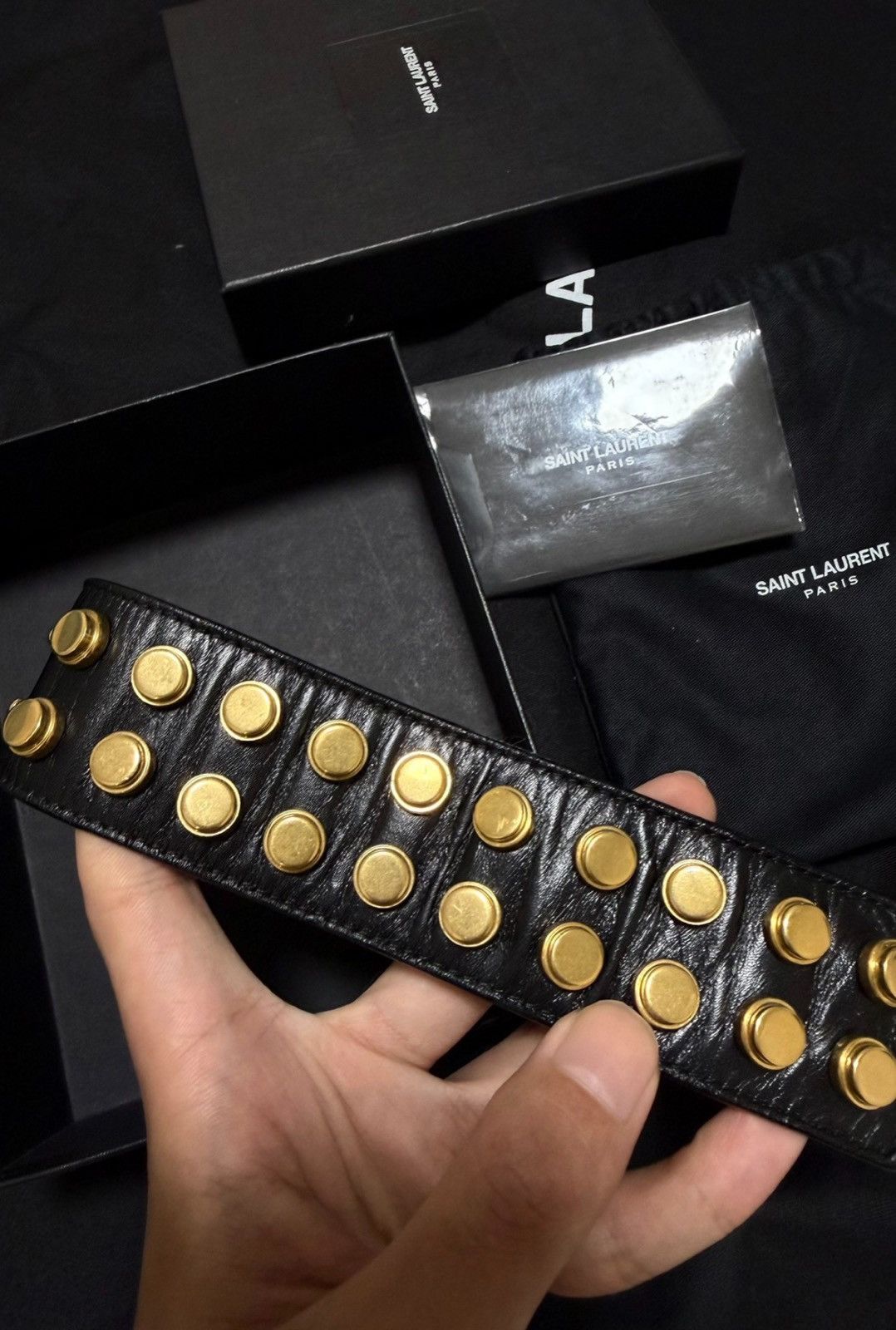 Saint Laurent Paris Saint Laurent 13SS Debut Year Double-Row Gold Stud Bracelt Size ONE SIZE - 3 Thumbnail