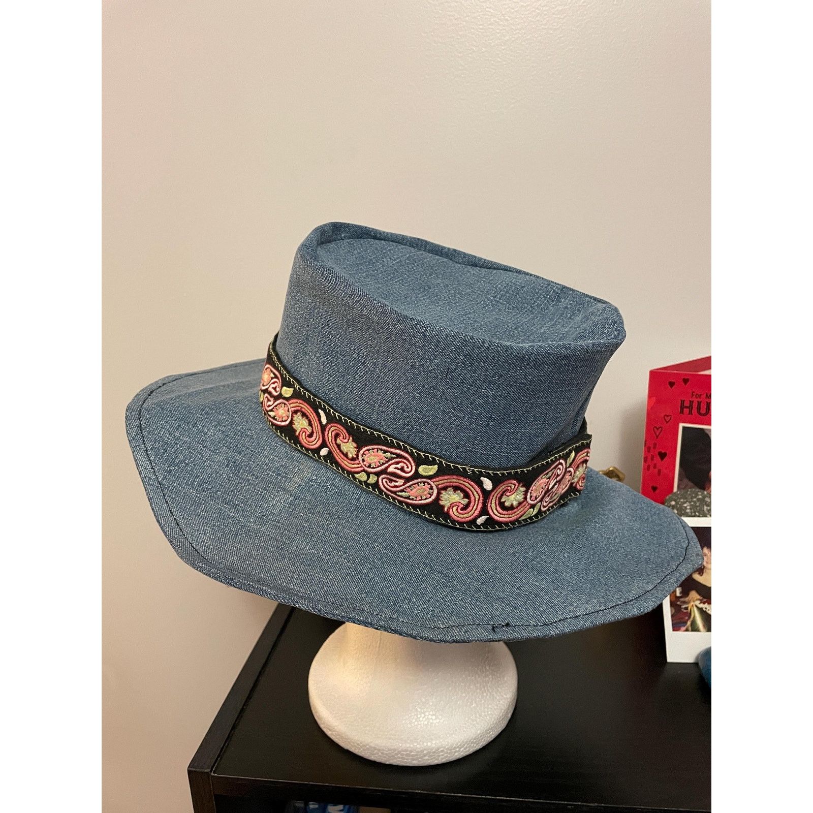 Other Upcycled Denim Western Hat Small | Handmade Wide Brim Blue Size ONE SIZE - 5 Thumbnail