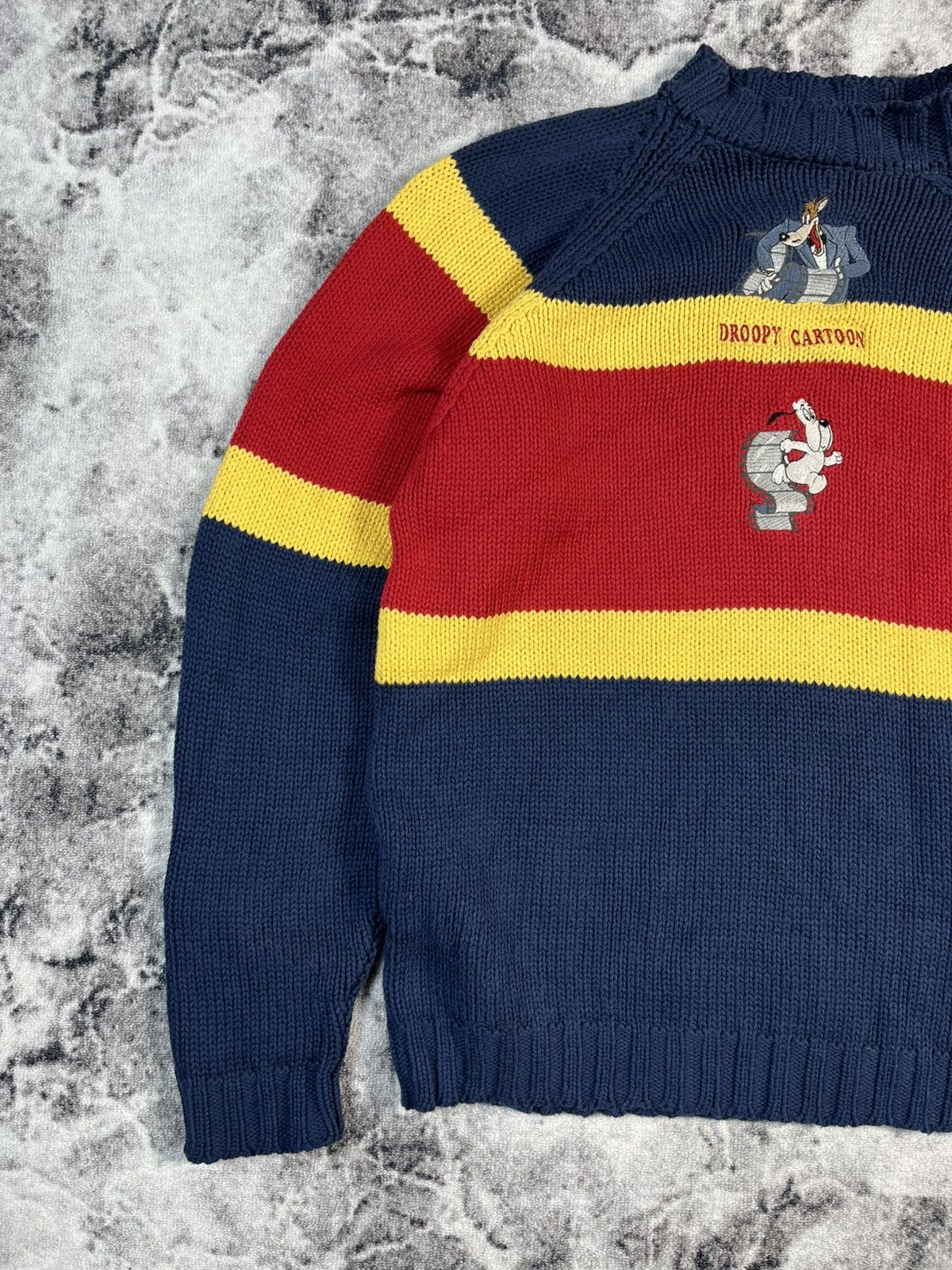 Vintage Droopy Cartoon Knit Sweater Vintage 90s Stripe Size US M / EU 48-50 / 2 - 2 Thumbnail