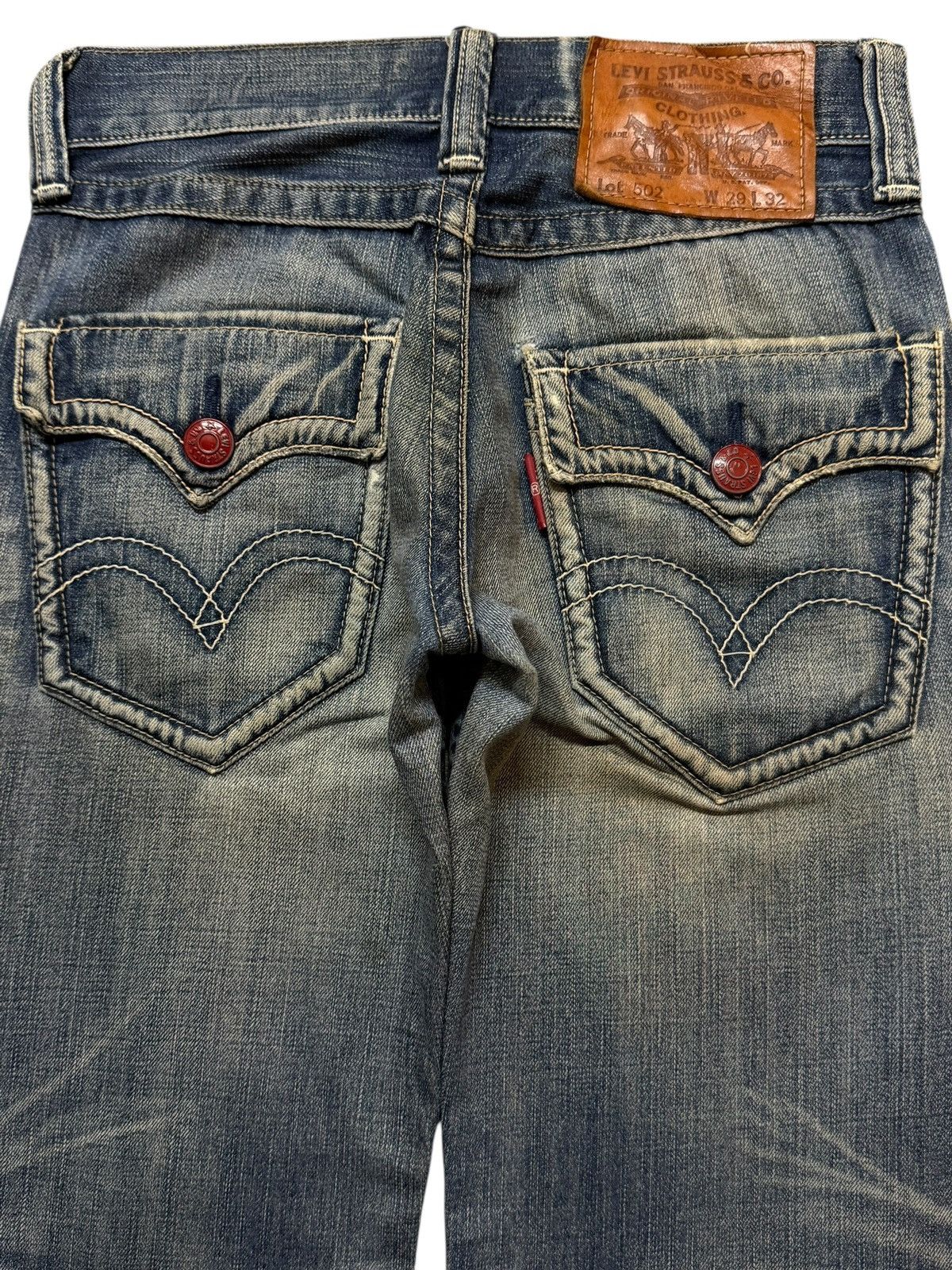 Levi's Vintage 90s Levis 502 Blue Mud Wash Whiskers Straight Leg Size US 30 / EU 46 - 4 Thumbnail