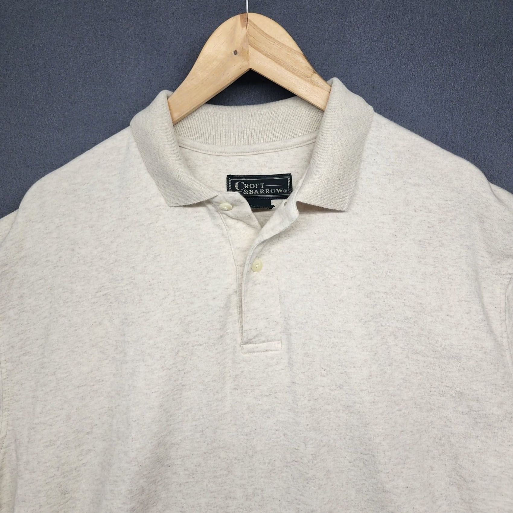 Croft & Barrow VINTAGE Croft & Barrow Polo Shirt Mens L 100% Cotton Short Sleeve Cream Collared Pullover 28in 3/4 Sleeve Soft Size US L / EU 52-54 / 3 - 5 Thumbnail