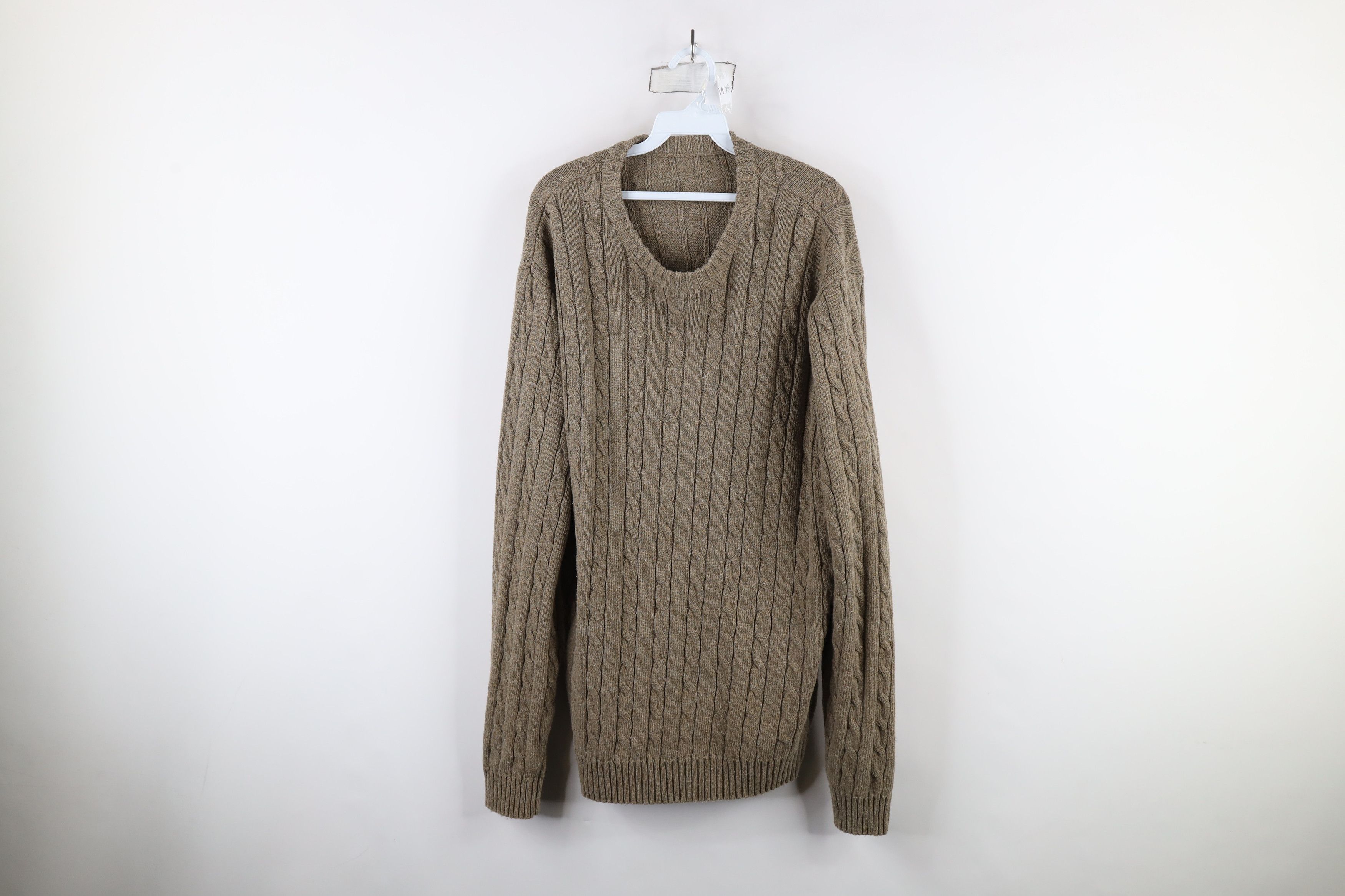 Vintage Vintage 90s Streetwear Cable Knit Crewneck Sweater Brown Size US XL / EU 56 / 4 - 1 Thumbnail