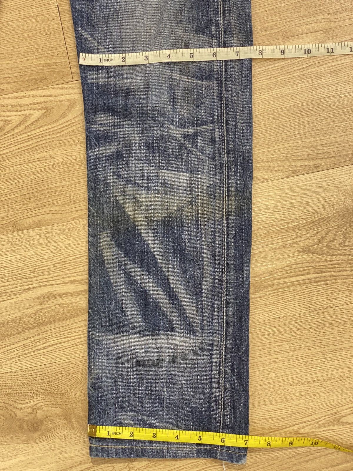 Levi's Levi’s Whiskers Blue Wash Style Buckle Back Distressed Jeans Size US 30 / EU 46 - 16 Thumbnail