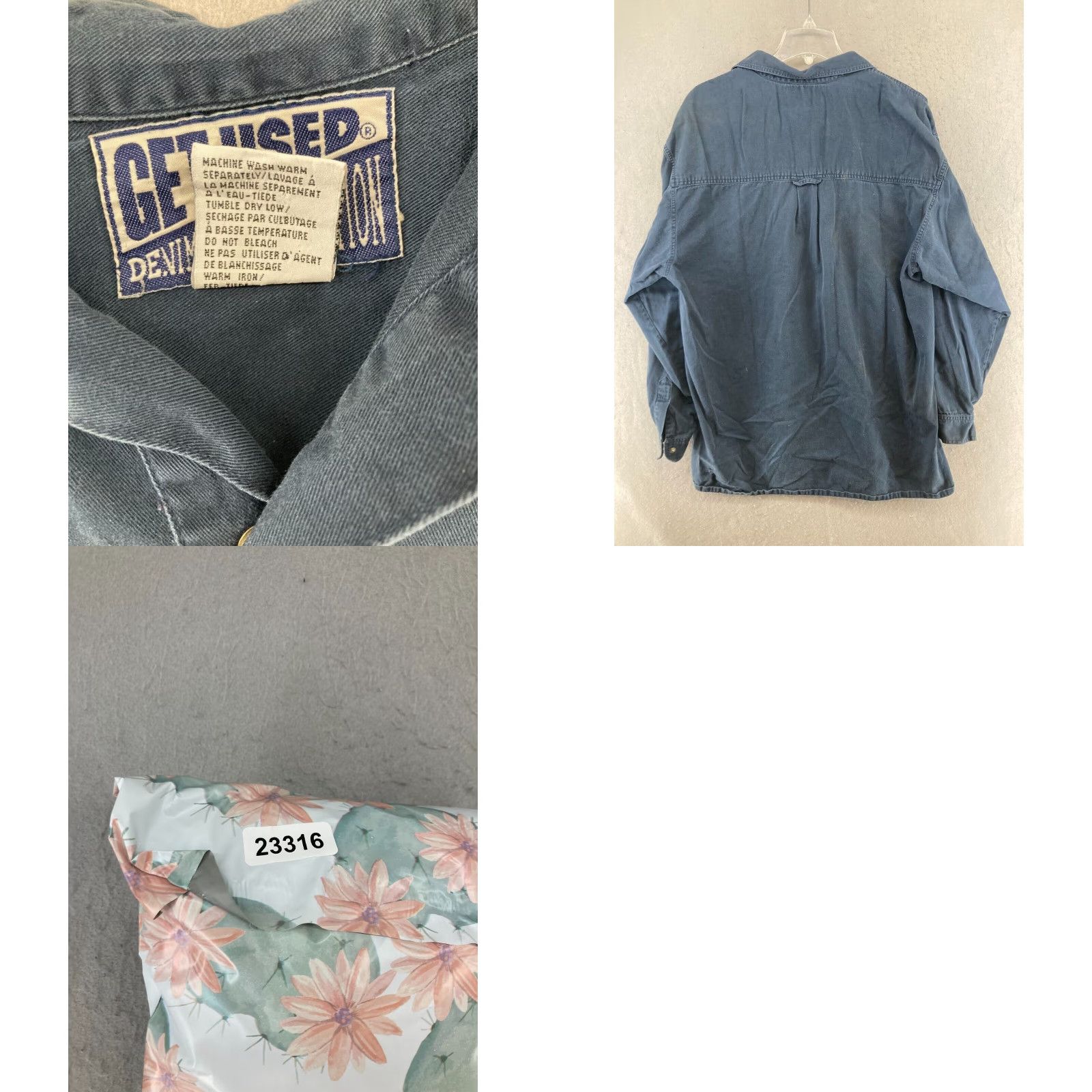 Denime VINTAGE Get Used Denim Shirt Medium Blue Long Sleeve Snap 90s Mens Size US M / EU 48-50 / 2 - 8 Thumbnail