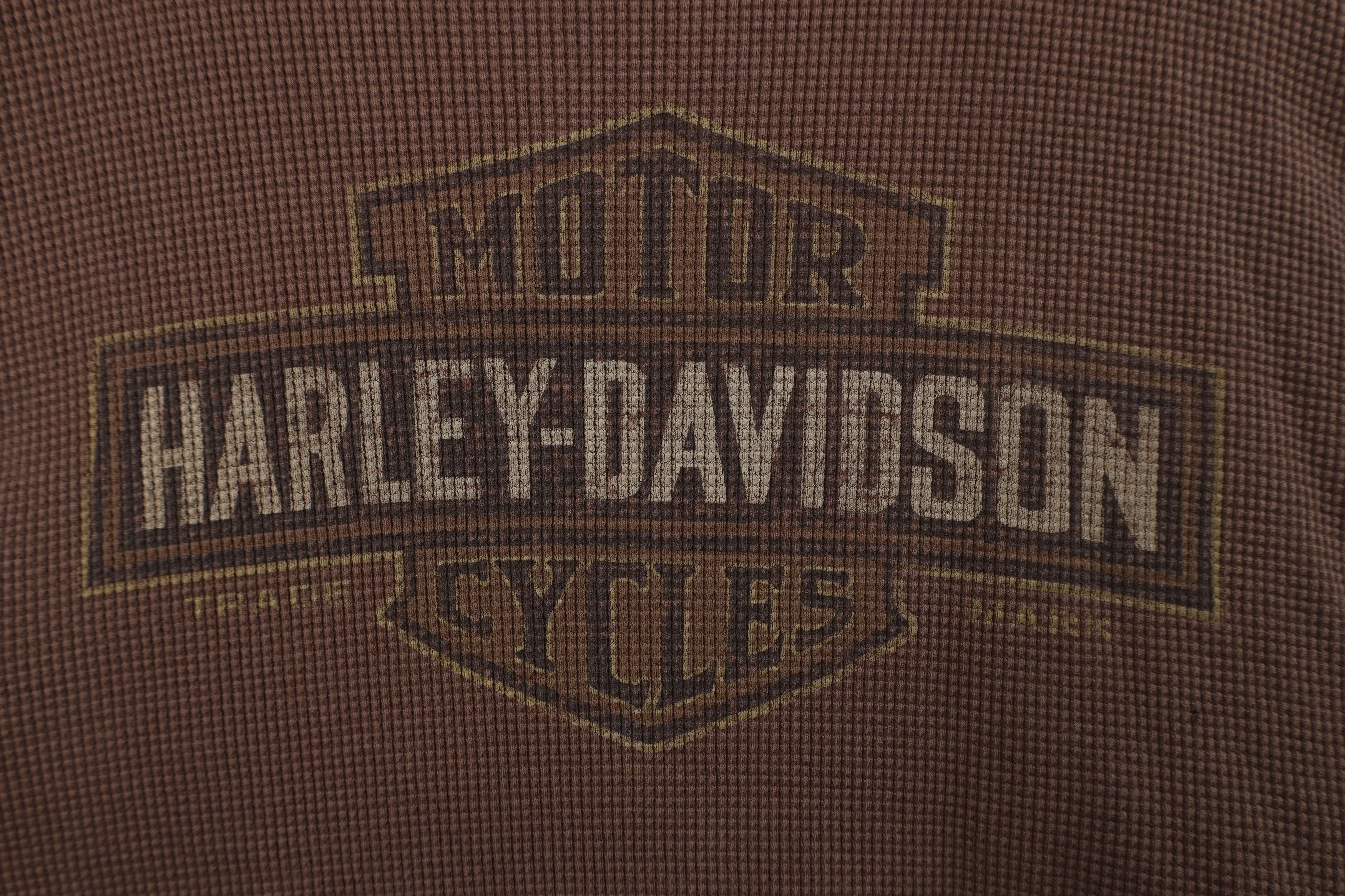 Harley Davidson Vintage Harley Davidson Waffle Knit Long Sleeve T-Shirt Size US XL / EU 56 / 4 - 4 Thumbnail