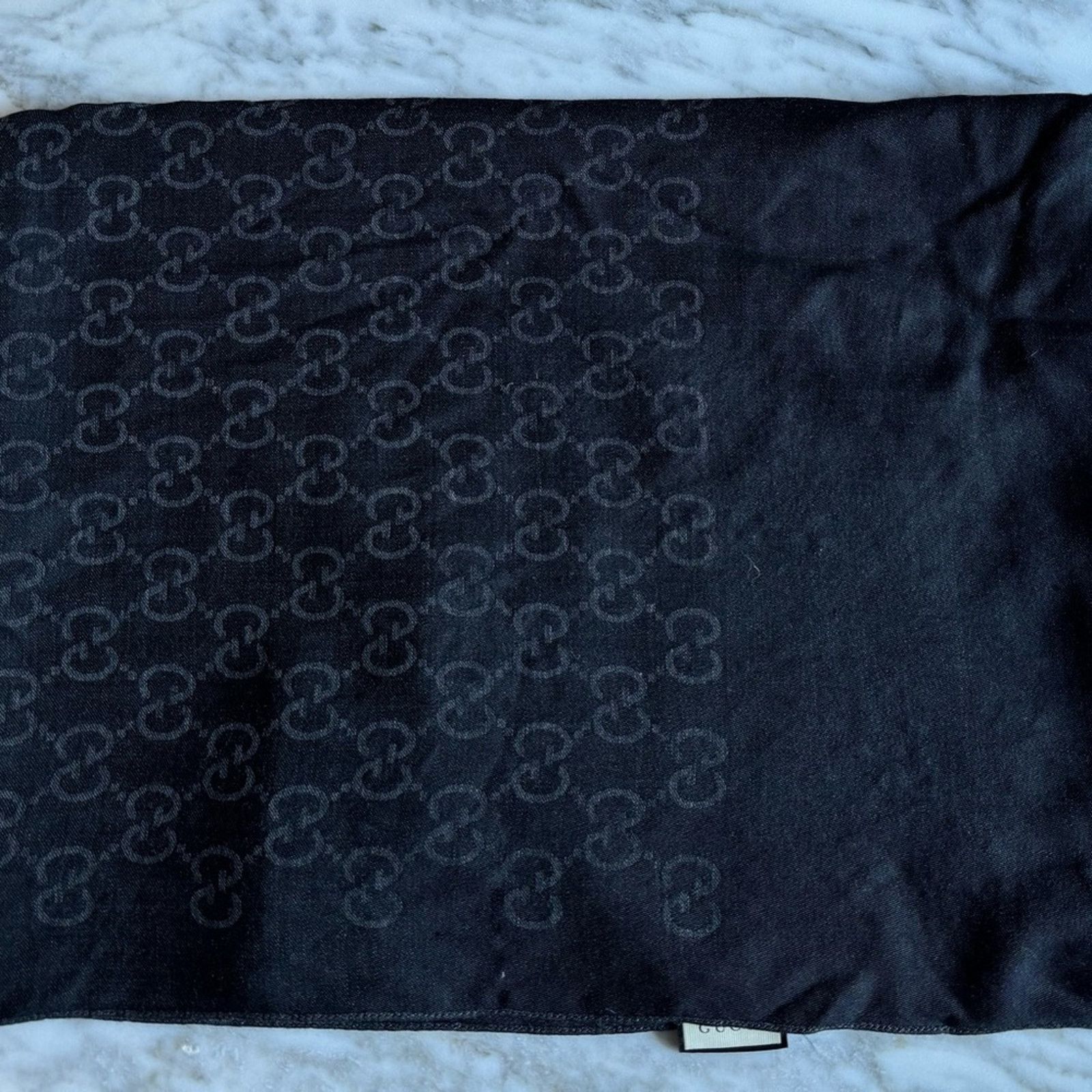 Gucci Men’s Gucci Black Jacquard Wool Silk Scarf Size ONE SIZE - 1 Thumbnail
