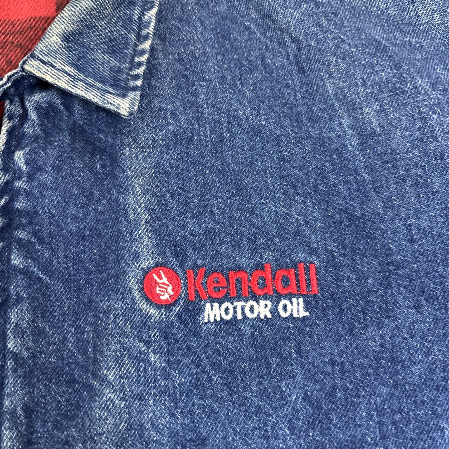 Vintage VINTAGE Sportsmaster Denim Jacket Plaid Lined Made In USA Men’s Large Kendall Motor Oil Jacket Blue Denim Cotton USA Men Jeans Coat Jacket Size US L / EU 52-54 / 3 - 2 Thumbnail
