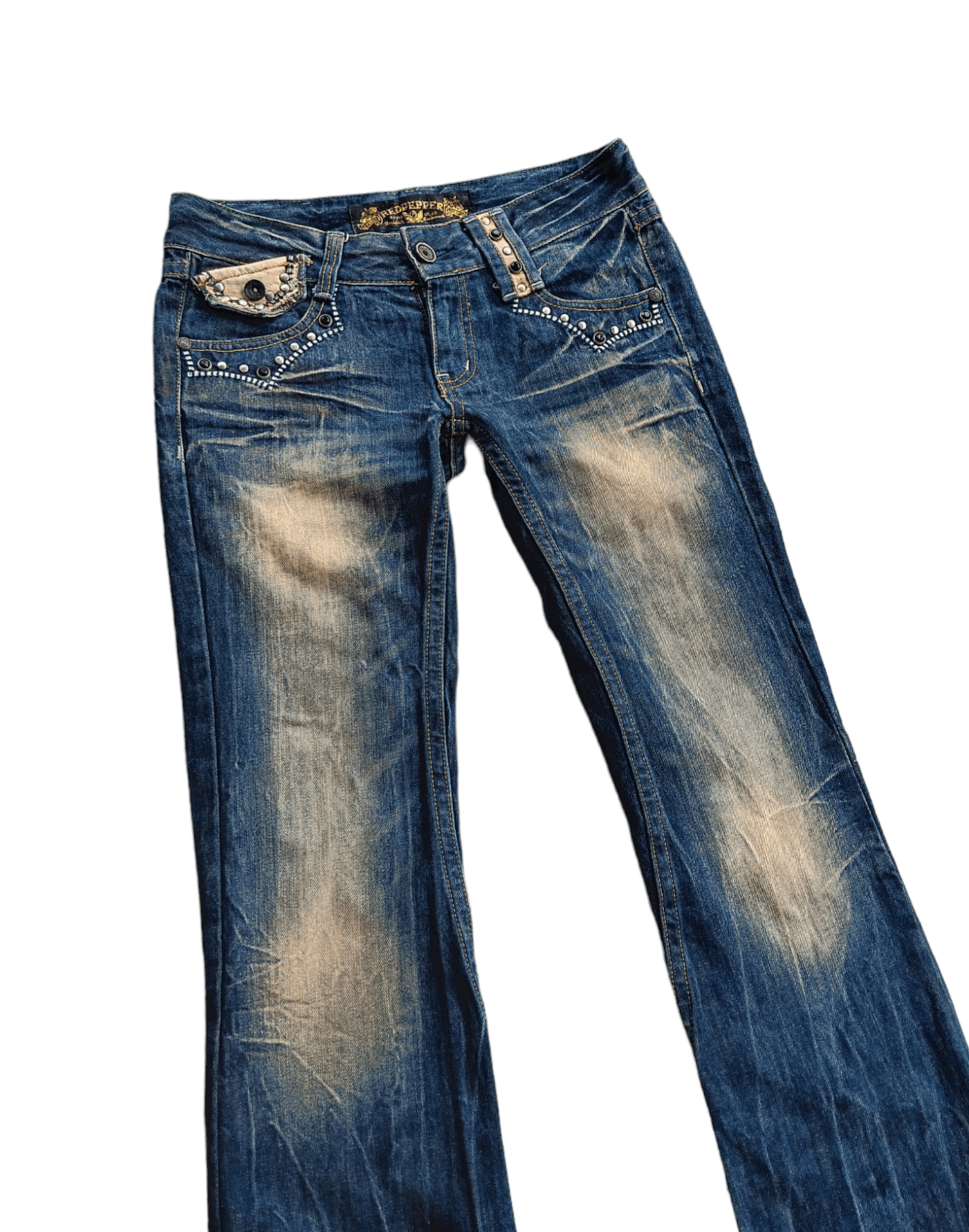 Vintage RARE! Vintage japan red peppers low rise flared denim pants Size US 30 / EU 46 - 7 Thumbnail