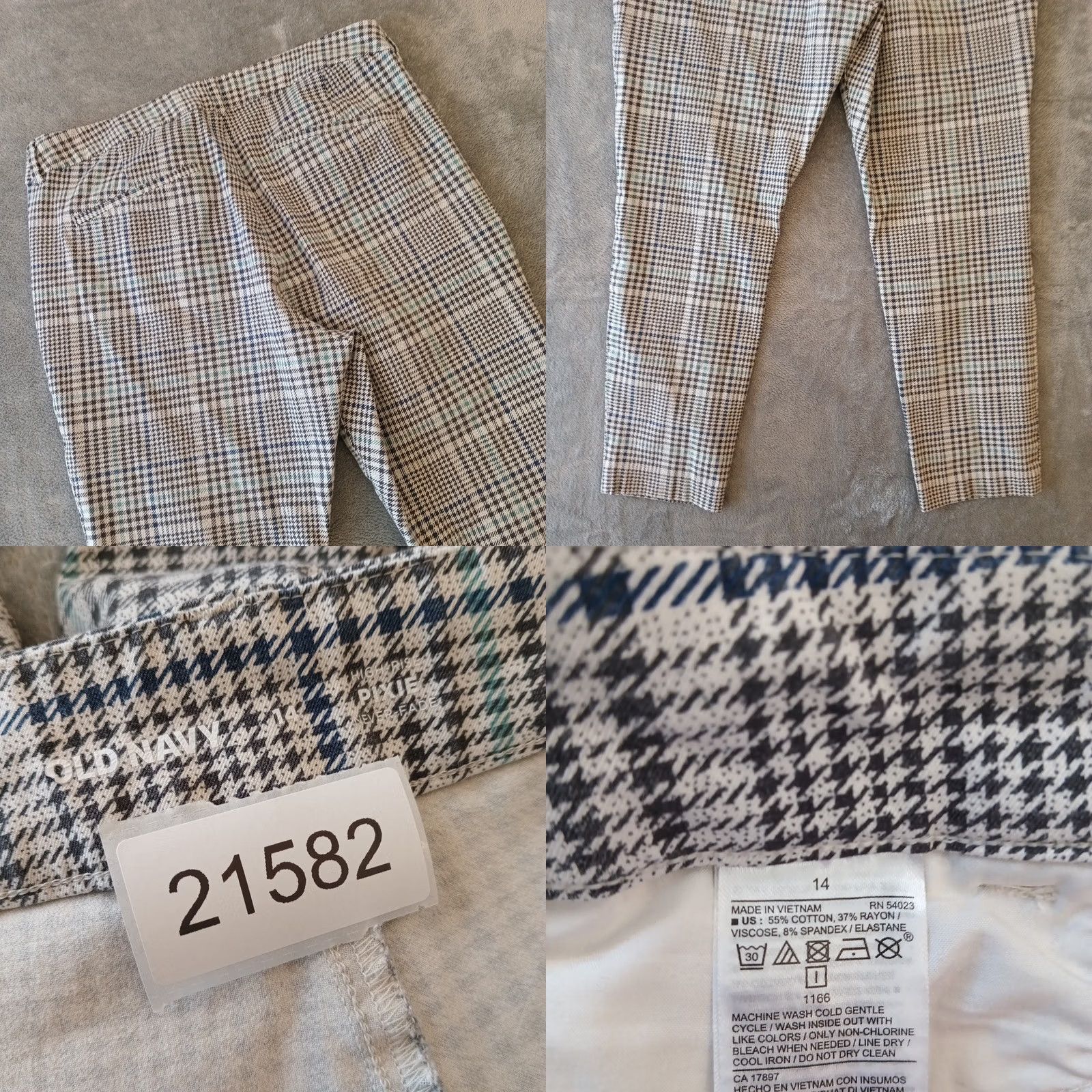 Old Navy VINTAGE? No — Old Navy Pixie Cropped Pants Womens Size 14 Gray Plaid Stretch Pockets 34x24.5 Size 36" / US 14 / IT 50 - 8 Thumbnail