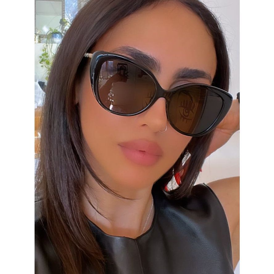 image of New Burberry Be4407 Cat Eye Checked Sunglasses In Black, Men's