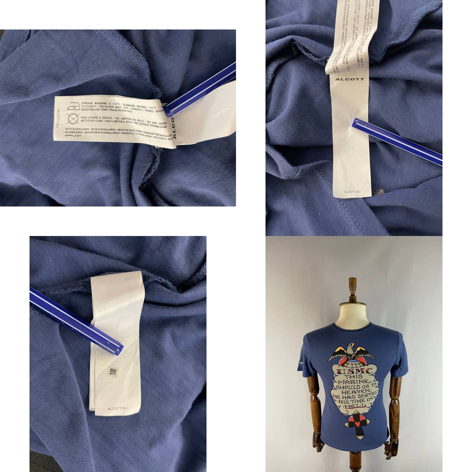 Ed Hardy Ed Hardy AlCott Mens Semper Fidelis M.C.U.S.M.C Graphic T-Shirt S Blue Size US S / EU 44-46 / 1 - 10 Thumbnail