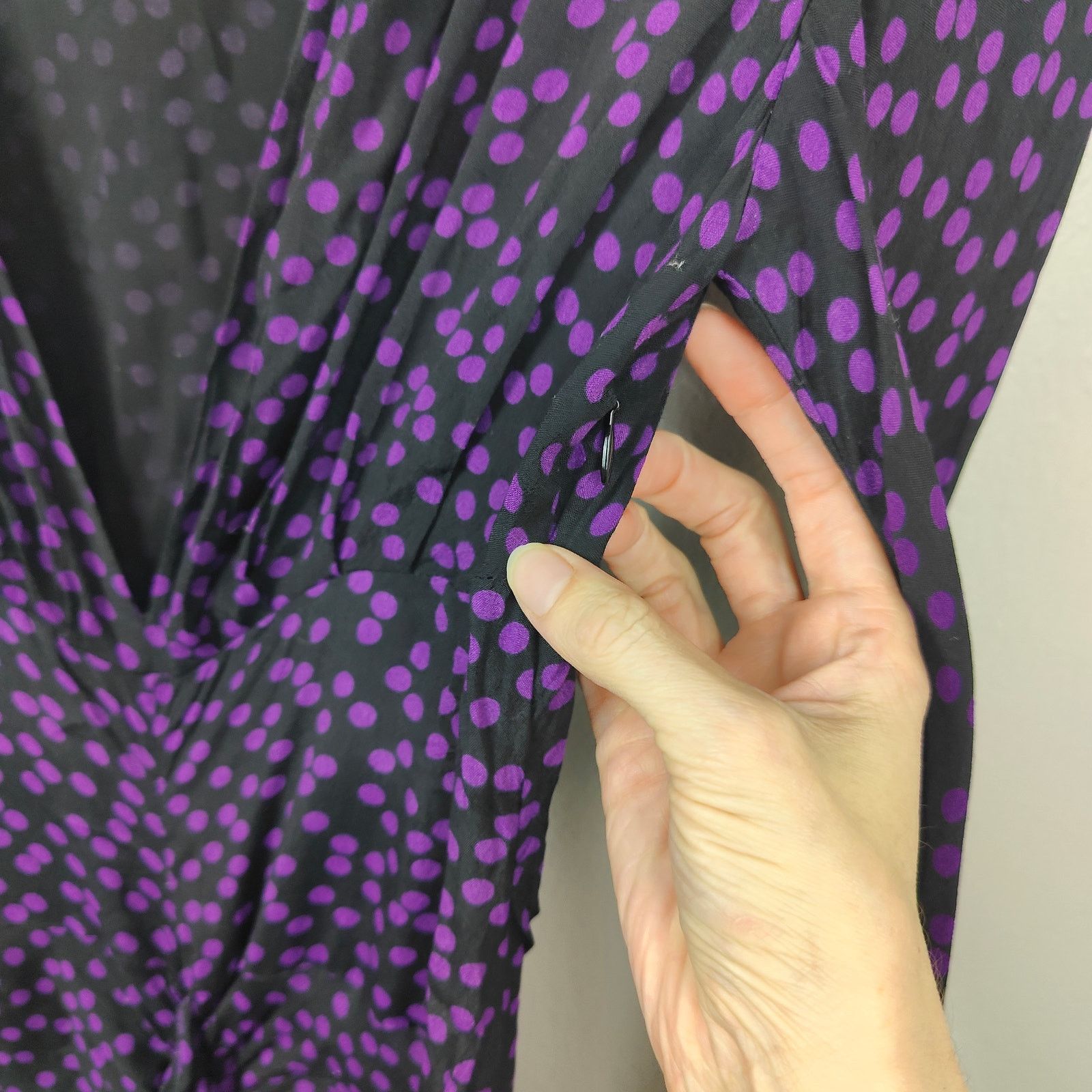 Other Zara Ruched Midi Dress Womens XS Black Purple Polka Dot Size XS / US 0-2 / IT 36-38 - 3 Thumbnail