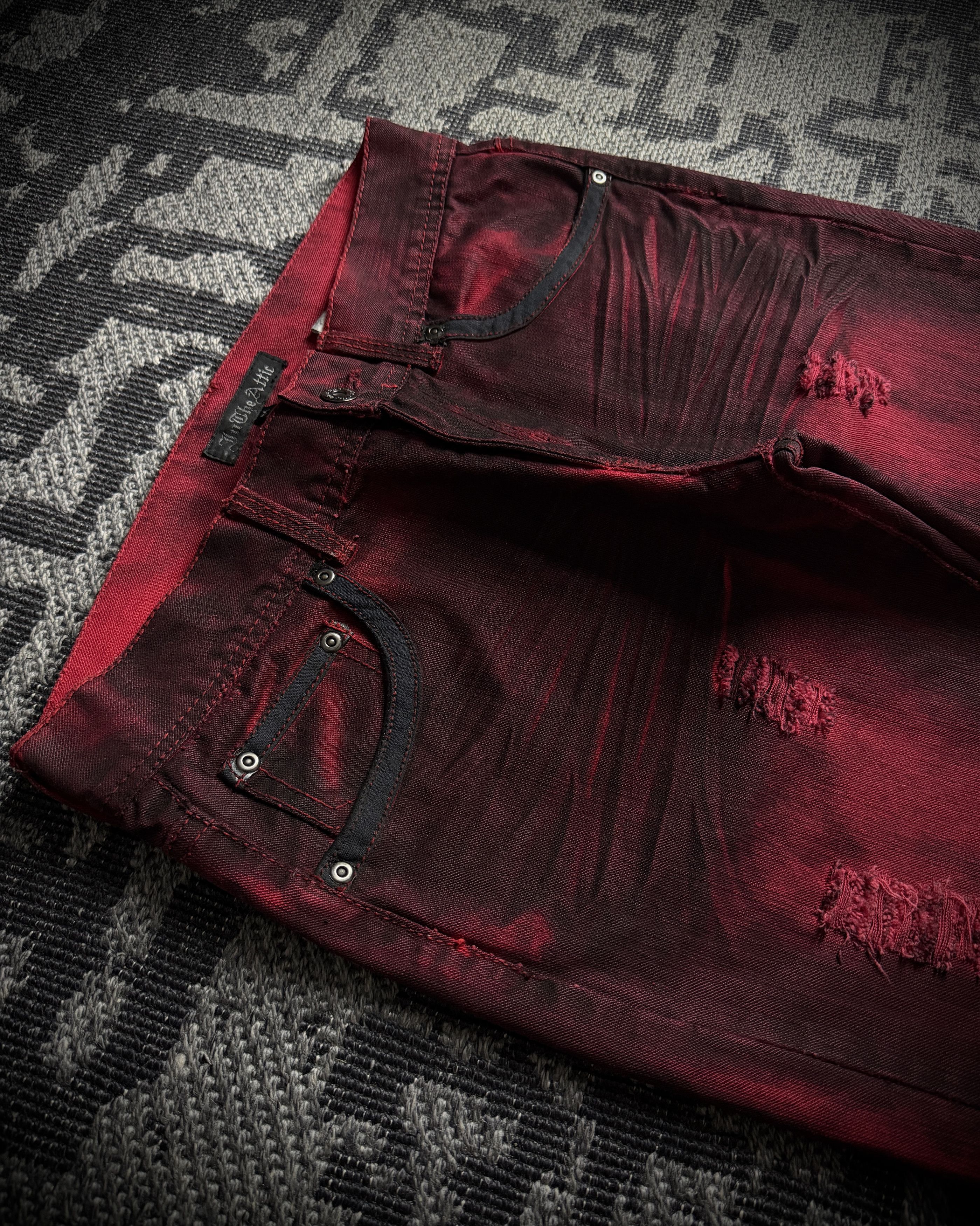In The Attic In The Attic Faded Red Distressed Bootcut Denim Size US 31 - 4 Thumbnail