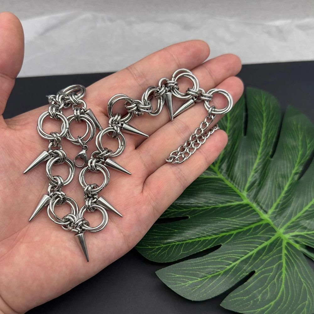 Vintage Goth Spiky Chainmail Choker Necklace Size ONE SIZE - 3 Thumbnail