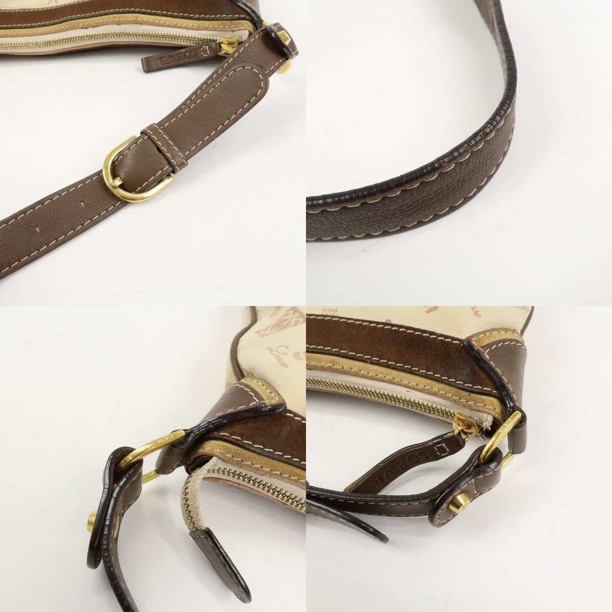 Loewe Loewe Anagram Canvas Suede Shoulder Bag Size ONE SIZE - 4 Thumbnail