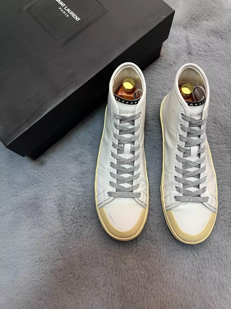 Saint Laurent Paris Saint Laurent High-Top Sneakers with Silver Laces- DMC Size US 9 / EU 42 - 1 Thumbnail