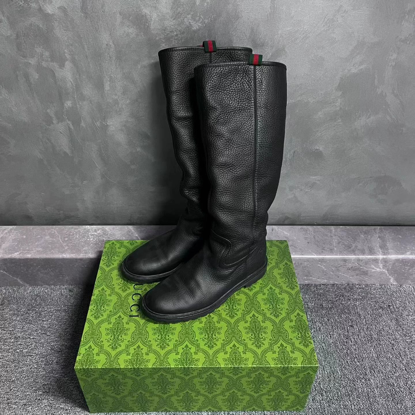 Gucci Gucci Women's Black Round Toe Slip-On High Top Boot Size US 5 / IT 35 - 1 Thumbnail