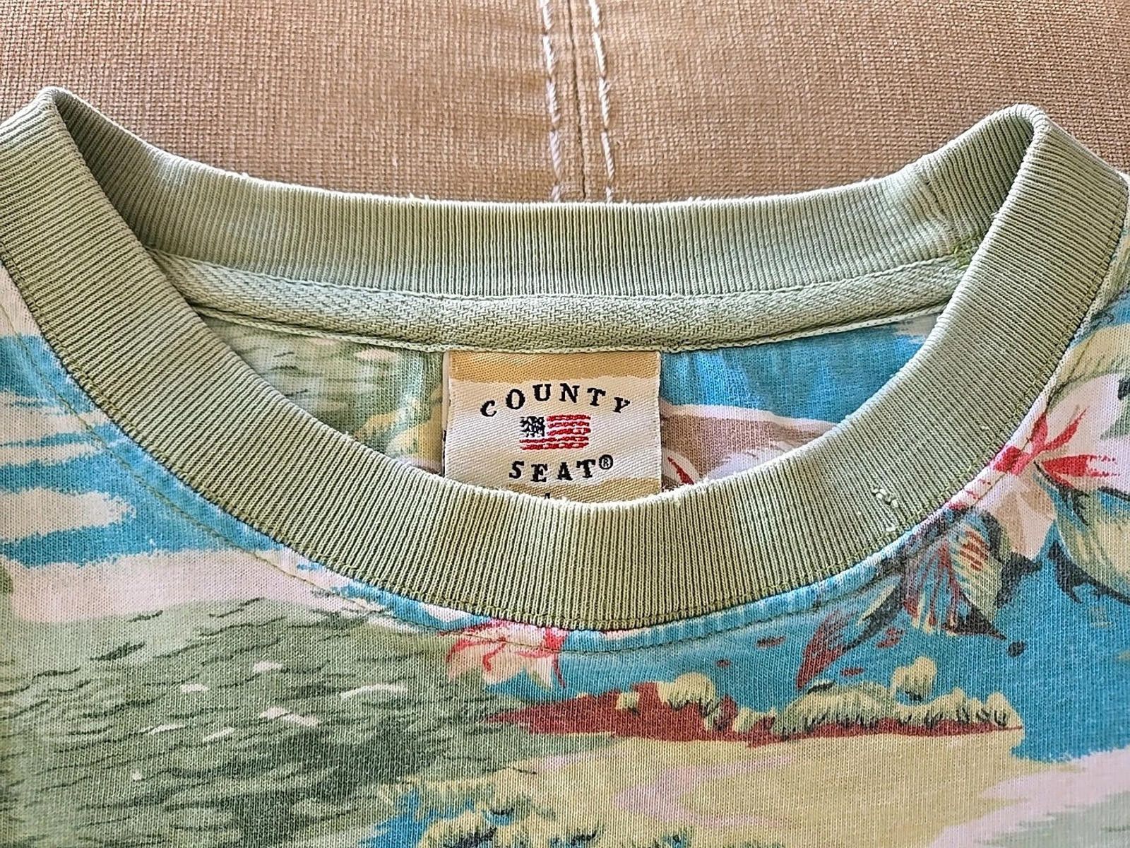 Other Vintage Shirt County Seat Aloha Hawaiian Style Tee Rare Find Size US L / EU 52-54 / 3 - 8 Thumbnail