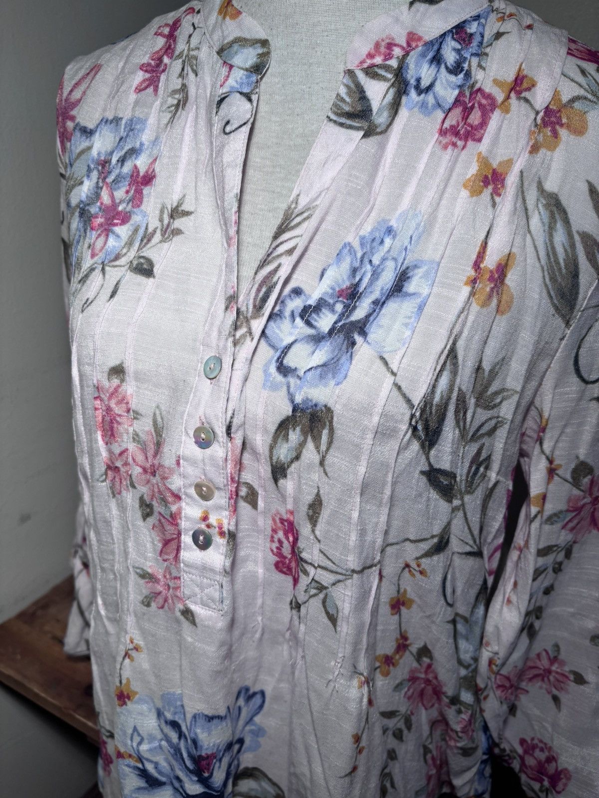 Other Zac & Rachel Linen Floral Blouse Size L / US 10 / IT 46 - 7 Thumbnail
