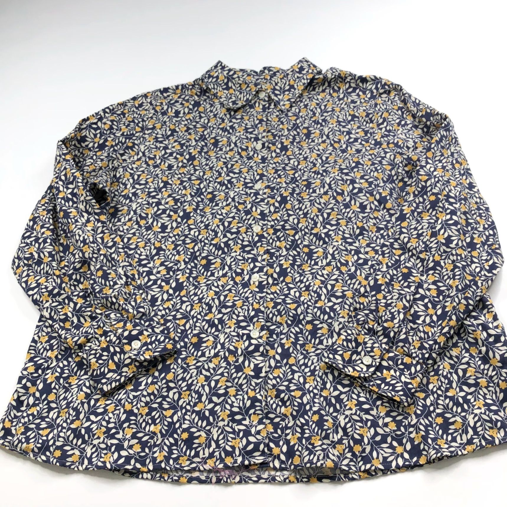 Vintage Foxcroft Shirt Blue Floral 18 Wrinkle Free Shaped Long Sleeve All Over Print Button-Up Casual Women's Size XXL / US 16-18 / IT 52-54 - 2 Thumbnail