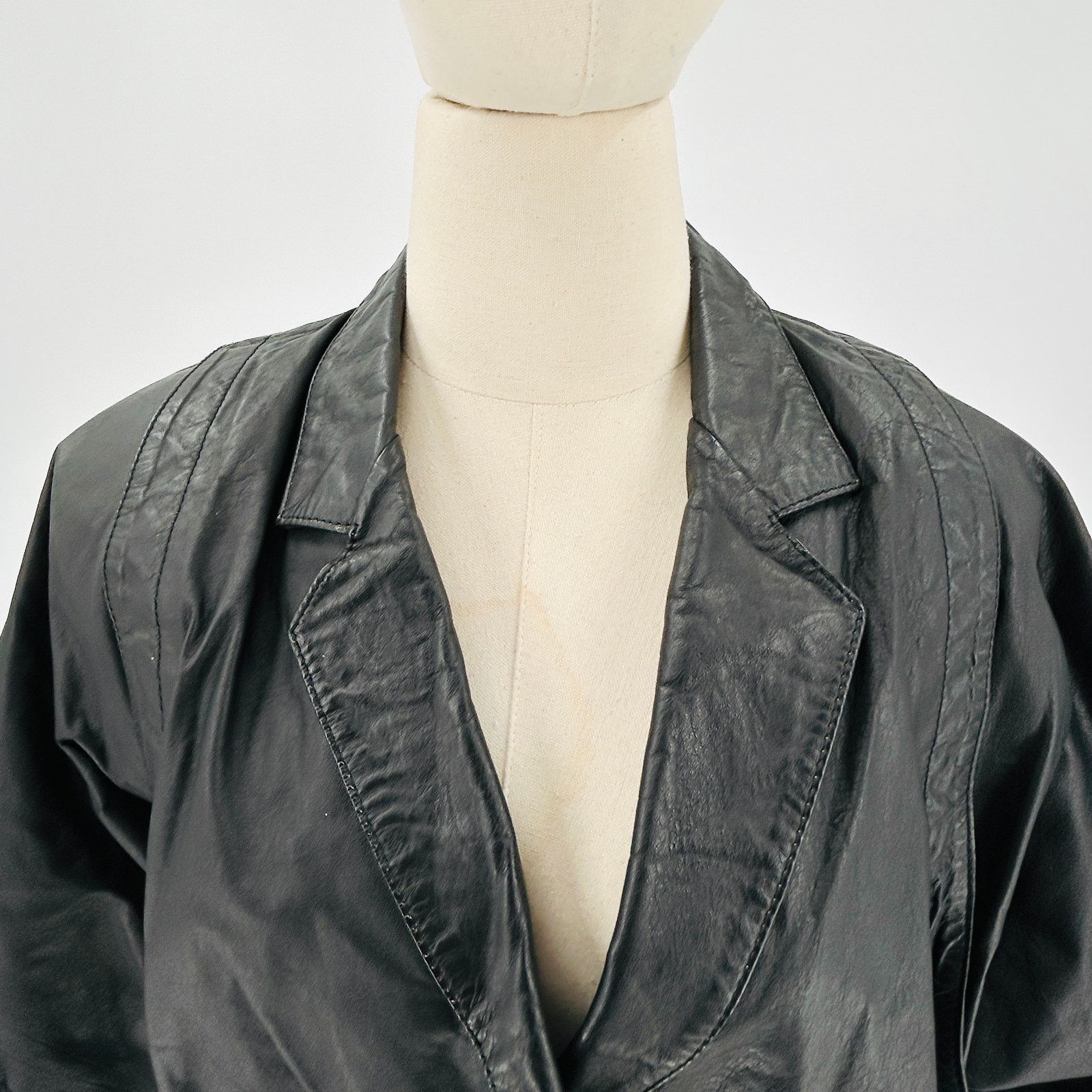 Vintage Vintage 80s Black Argentina Leather Retro Punk Jacket Size L / US 10 / IT 46 - 2 Thumbnail