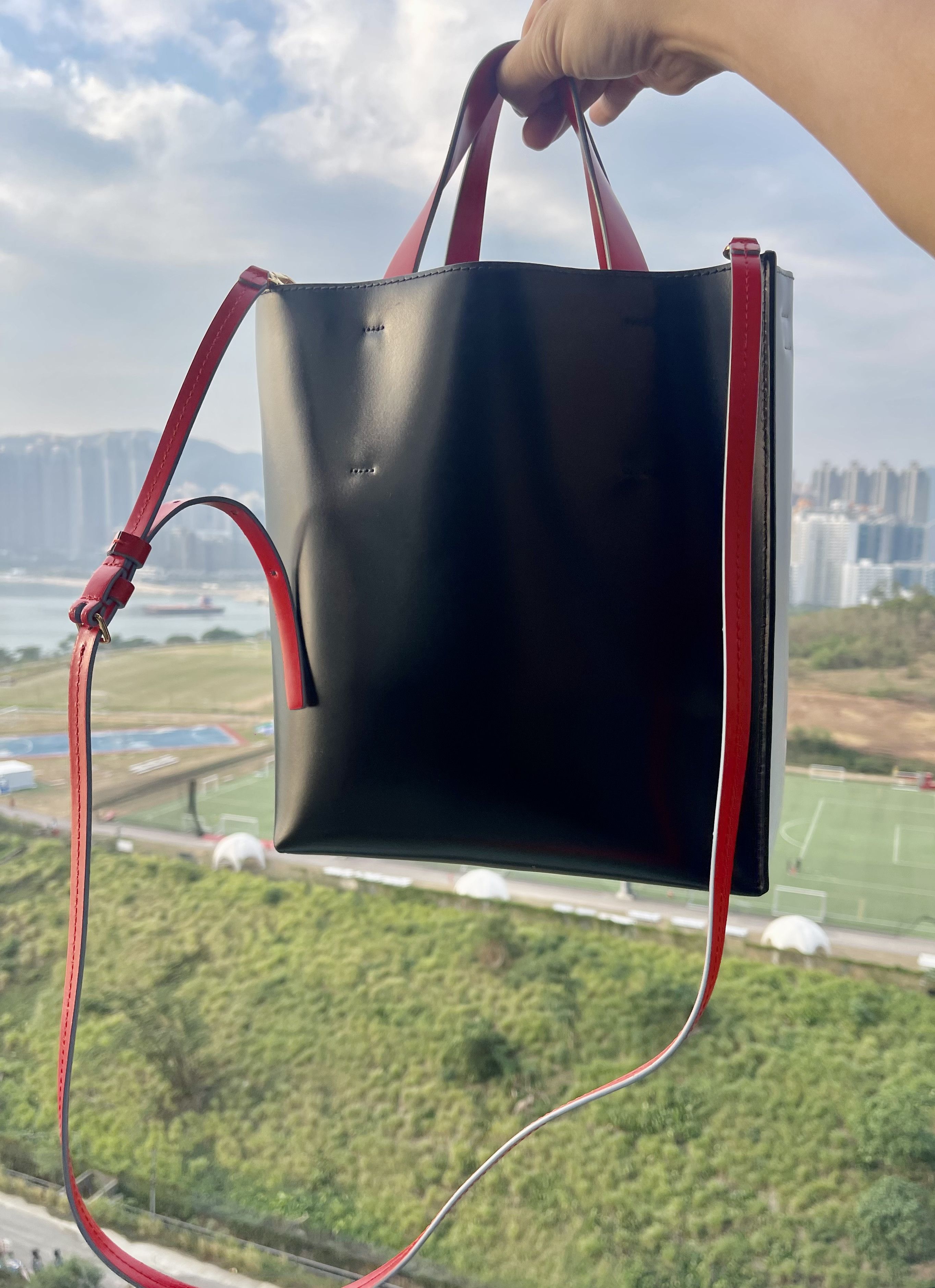Marni Marni Museo Small Two Tone Gray Black Block Leather Tote Bag Size ONE SIZE - 3 Thumbnail