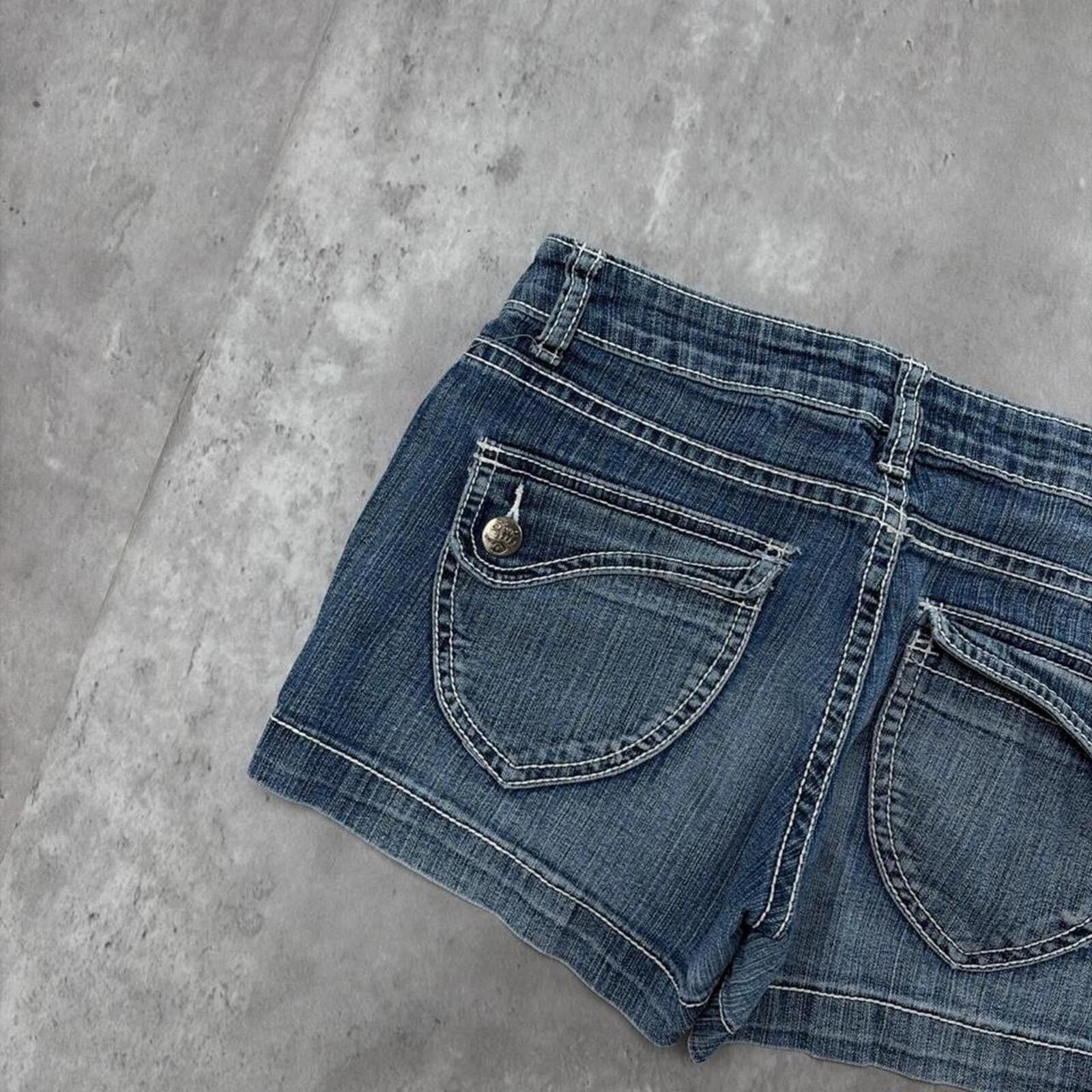 Other Y2K Blue 5ive Grunge Gothic Mini Denim Shorts Size 26" / US 2 / IT 38 - 4 Thumbnail