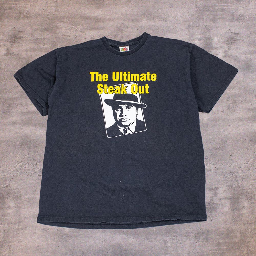 Fruit Of The Loom × Vintage Y2K 2000's Al Capone The Ultimate Steak Out Black T-Shirt Size US L / EU 52-54 / 3 - 1 Thumbnail