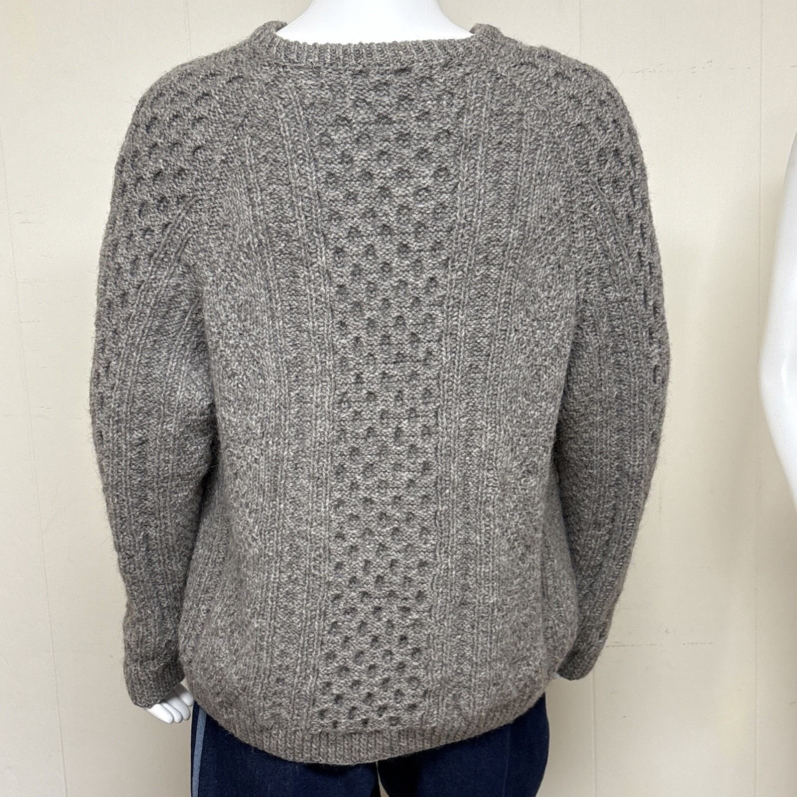 Handmade Handmade Fisherman Sweater Mens XL Gray Wool Cable Knit Crew Size US XL / EU 56 / 4 - 4 Thumbnail