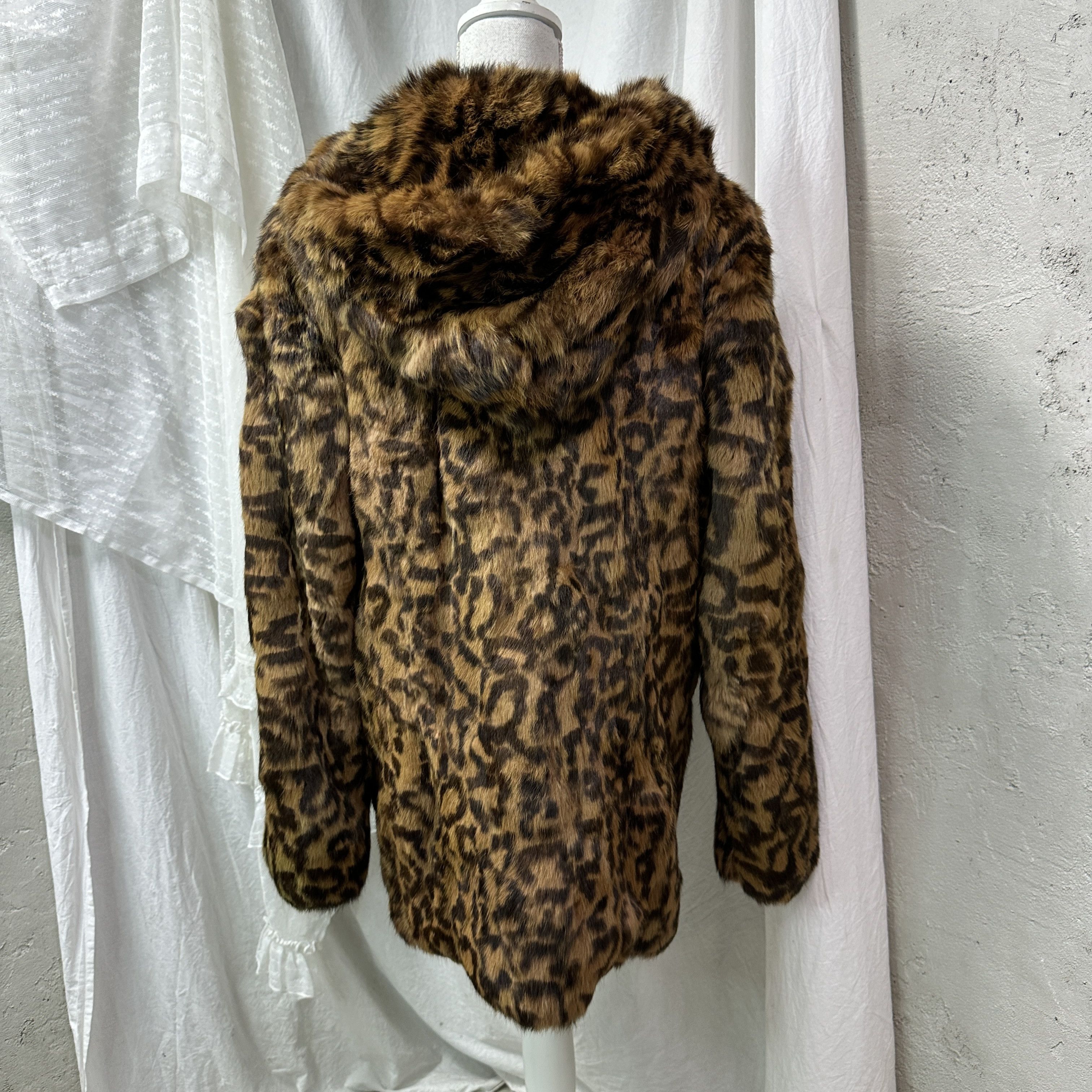 Vintage Vintage Old Money Hooded Cheetah Maxi Rabbit Fur 90s Size L / US 10 / IT 46 - 4 Thumbnail