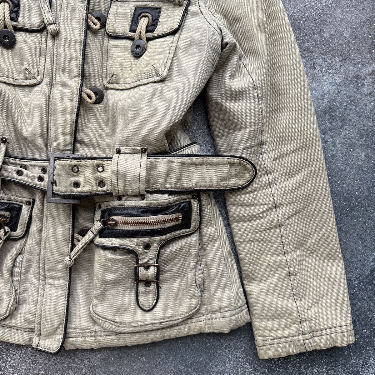 20471120 2000’s Aesthetic Vintage Faux Fur Utility Belted Jacket Size S / US 4 / IT 40 - 10 Thumbnail