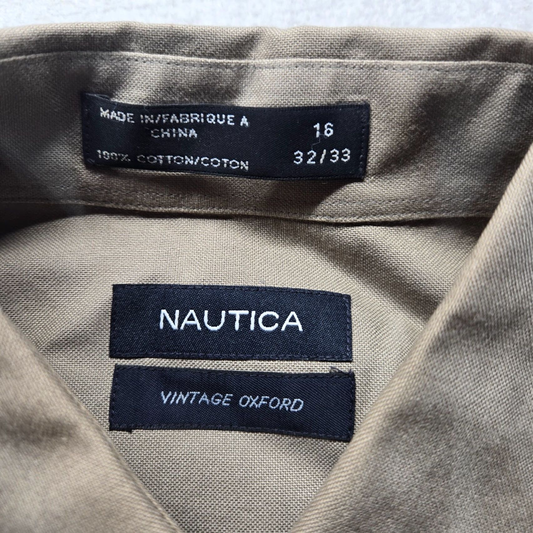Nautica VINTAGE Nautica Dress Shirt Tan Oxford Button-Down Long Sleeve Adult Men 18 Tan Mens Shirt Size US XXL / EU 58 / 5 - 3 Thumbnail