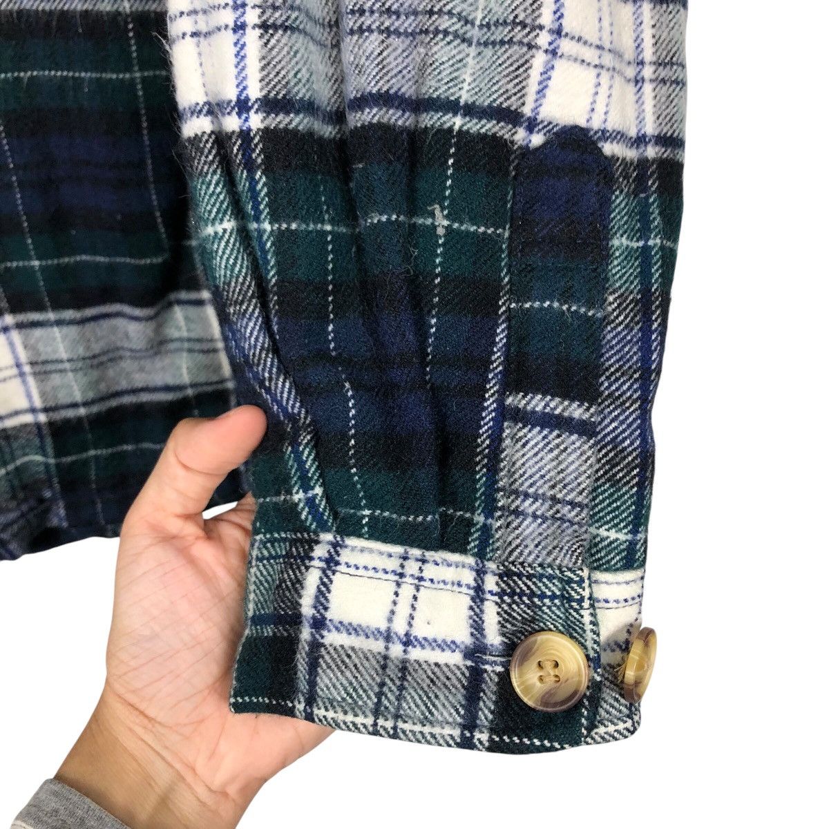 Japanese Brand 📌Vintage Button Jacket Dadge Tartan Design Sherpa Lining Size US L / EU 52-54 / 3 - 16 Thumbnail