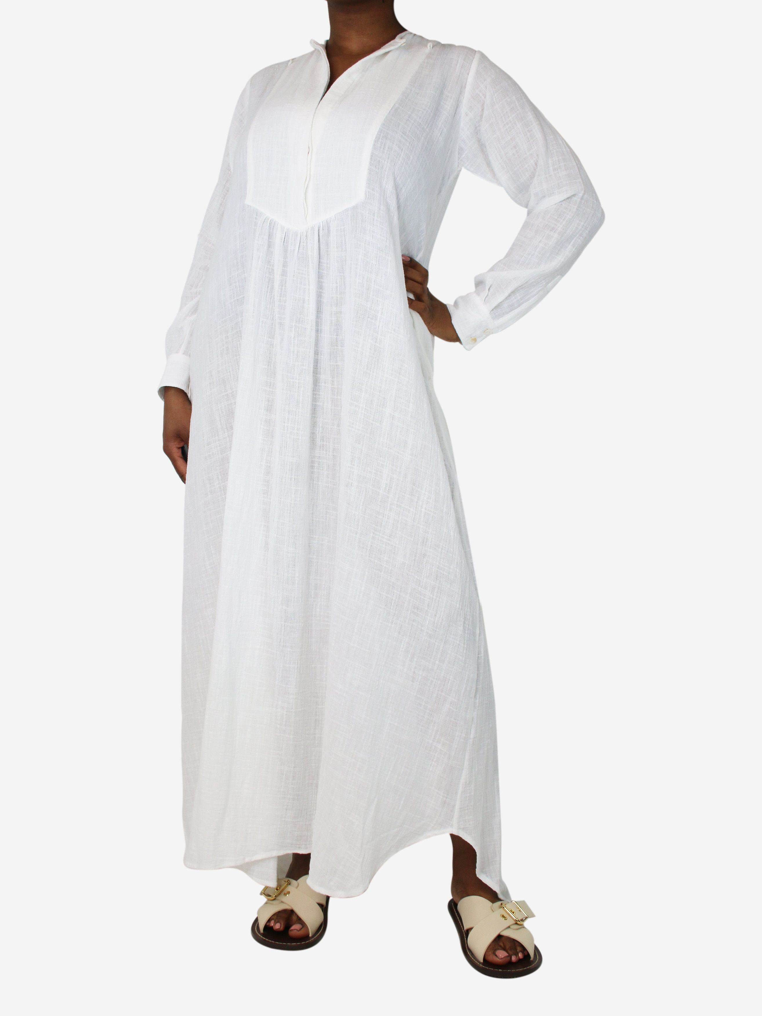 image of Kalita White Cotton Textured Dress - Size M/l, Women's