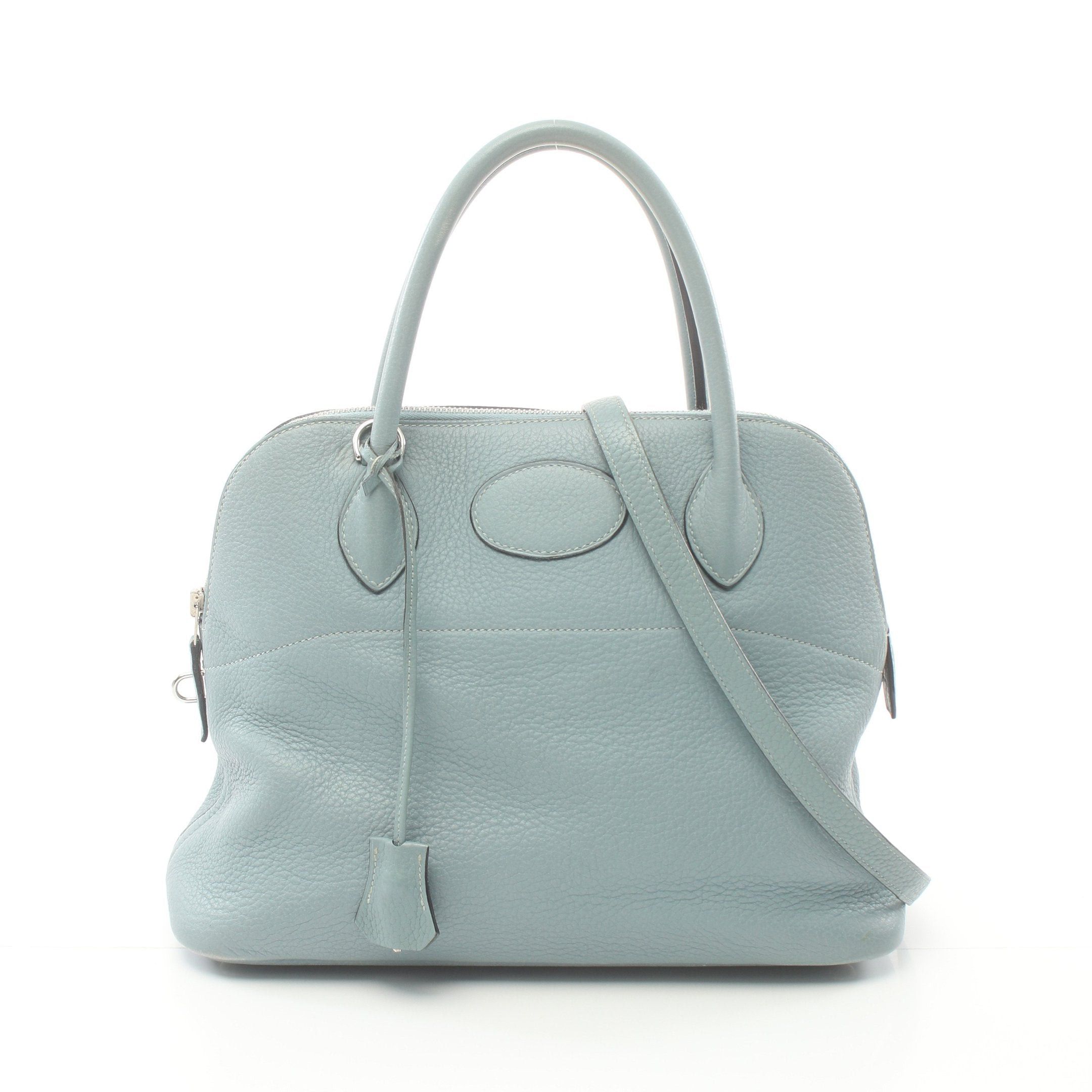 Hermes Hermes Bolide 31 Blue Lin Handbag Clemence Leather Light Silver Hardware □M Stamp (Manufactured Around 2009) Size ONE SIZE - 1 Thumbnail