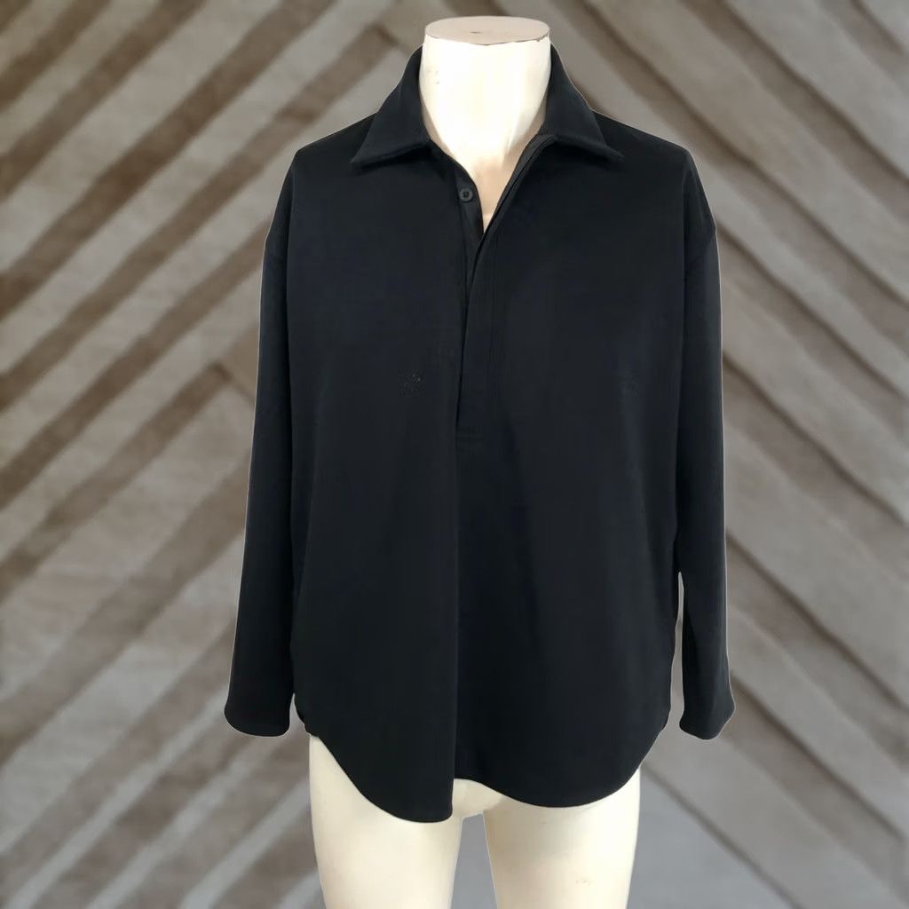 Vintage Public Rec Black Ribbed Knit Polo Shirt Adult M Relaxed Fit Long Sleeve Size US M / EU 48-50 / 2 - 1 Thumbnail