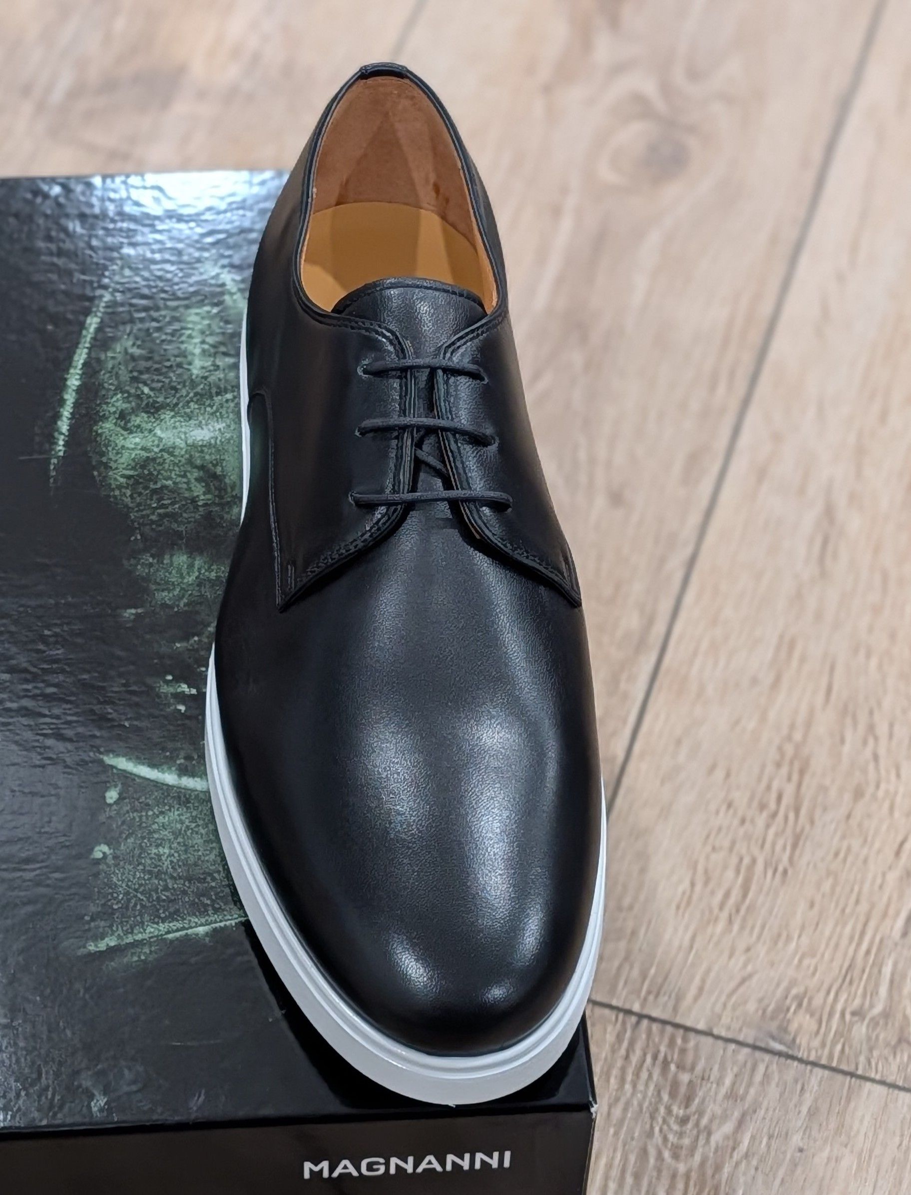 Magnanni MAGNANNI "Lobo" Leather Derby Dress Shoes Black/White 11.5 Size US 11.5 / EU 44-45 - 2 Thumbnail