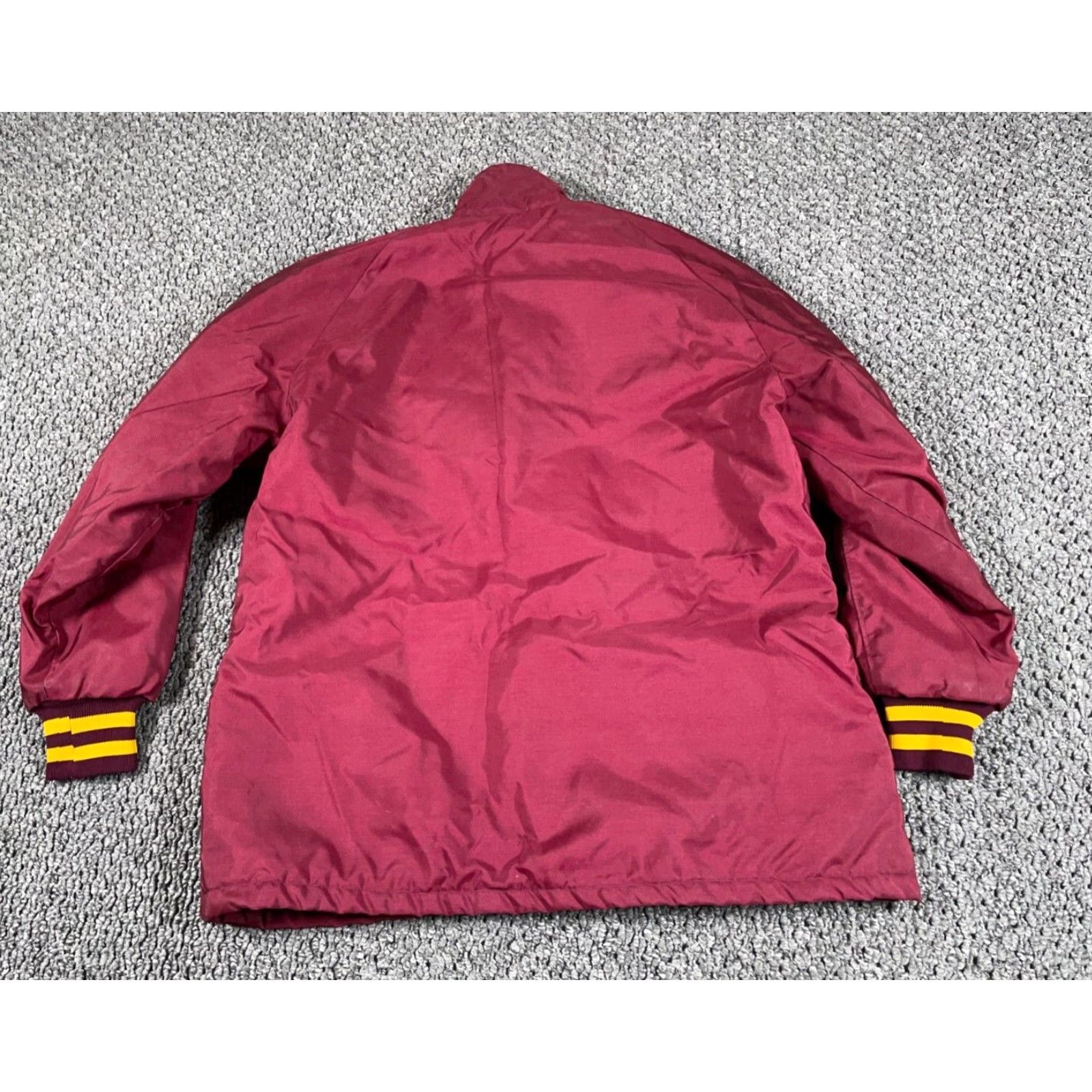 Vintage VTG Nylon Quilted Bomber Jacket Adult XL Red Yellow 80s Trim Snap Button Vintage Mens Jacket Size US XL / EU 56 / 4 - 2 Thumbnail