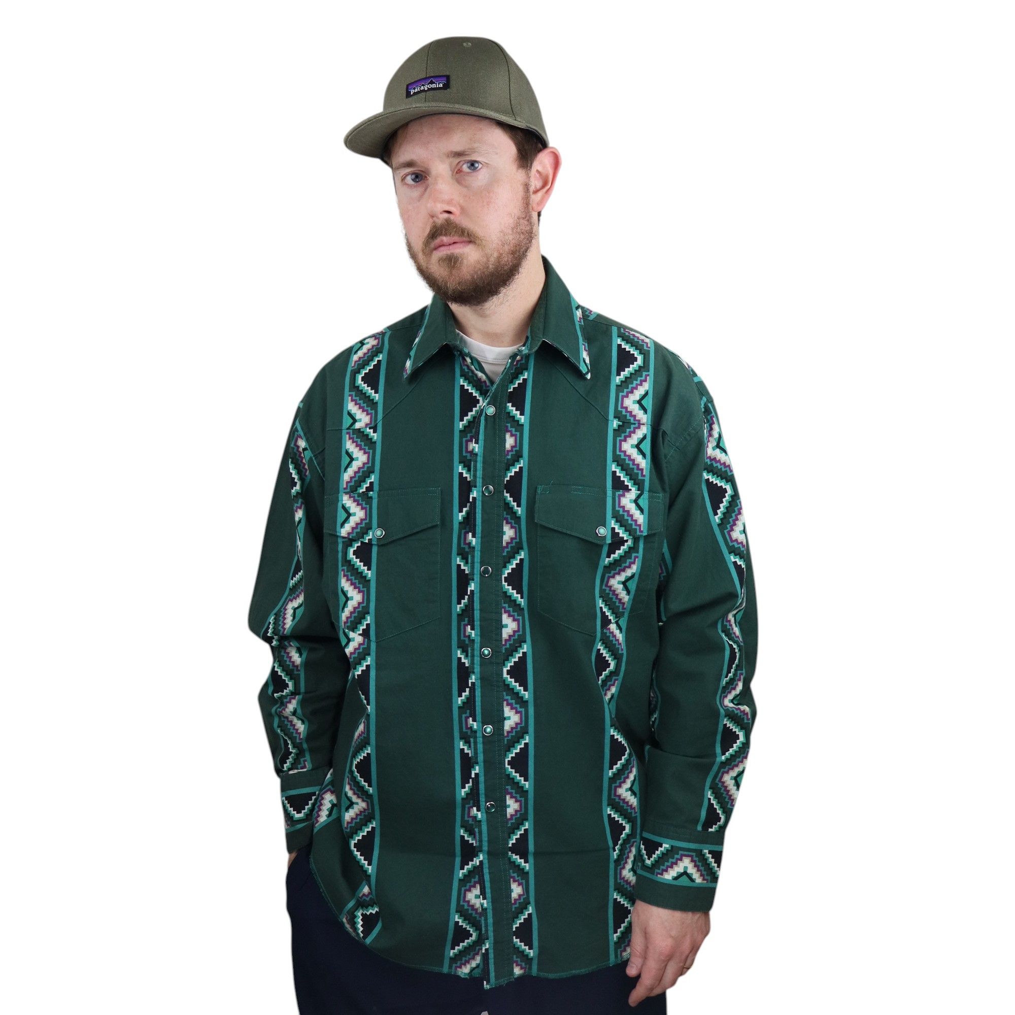 Tribal Streetwear × Vintage × Wrangler Vintage Wrangler Brushpopper Western Cowboy Aztec Shirt Size US L / EU 52-54 / 3 - 1 Thumbnail