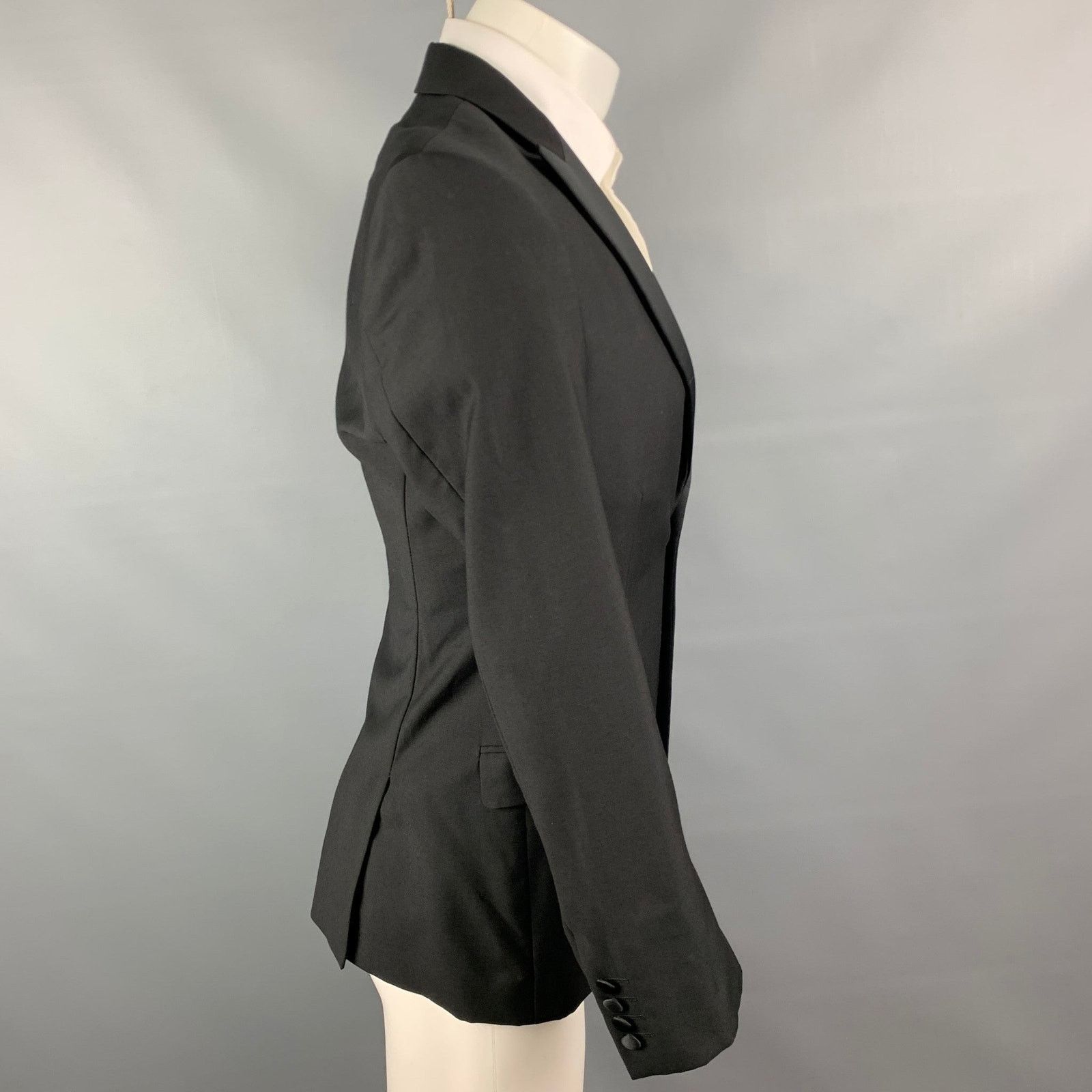 Calvin Klein Size 36 Black Wool Peak Lapel Tuxedo Sport Coat Size 36R - 3 Thumbnail
