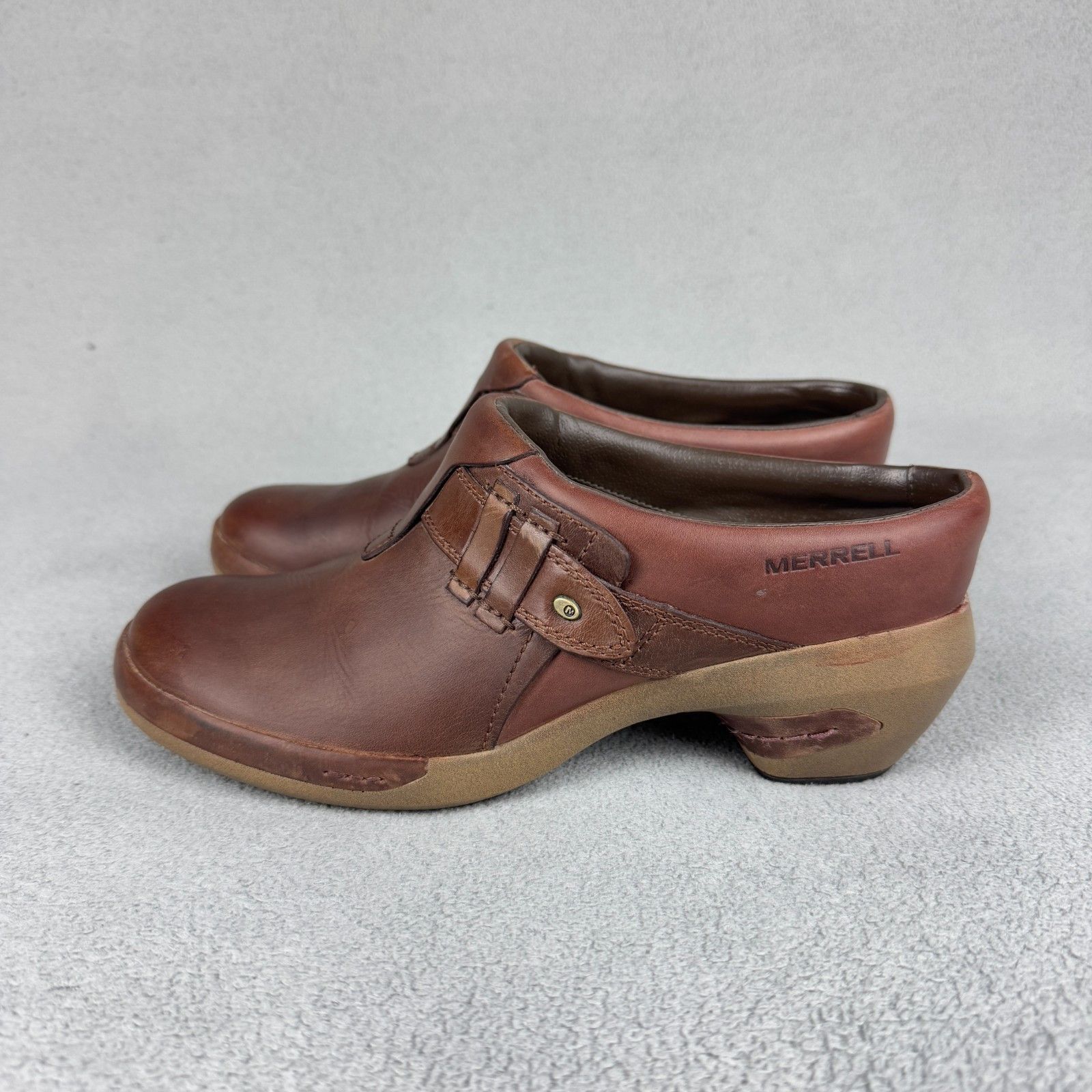 Merrell Merrell Brown Leather Clogs Comfort Slip On Shoes 9.5 Size US 9.5 / IT 39.5 - 1 Thumbnail