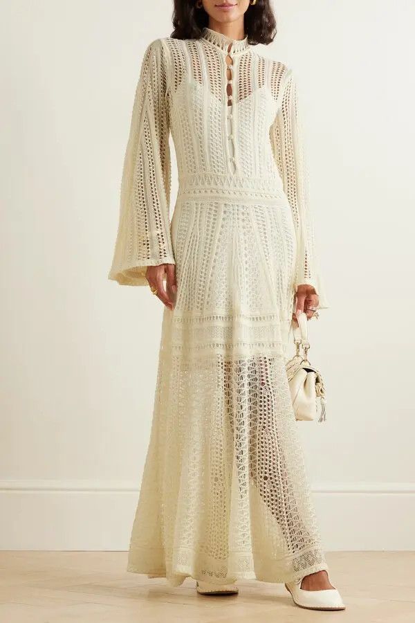 Chloe o1y0825 Maxi Dress in Ivory Size S / US 4 / IT 40 - 2 Thumbnail