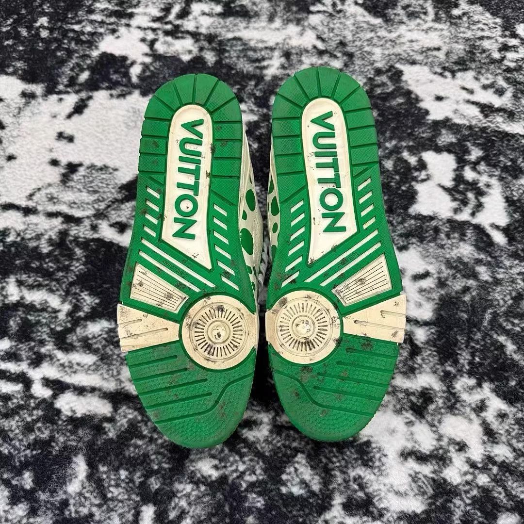 Louis Vuitton LV Trainer X Yayoi Kusama White Green 42.5/8.5 Size US 8.5 / EU 41-42 - 7 Thumbnail