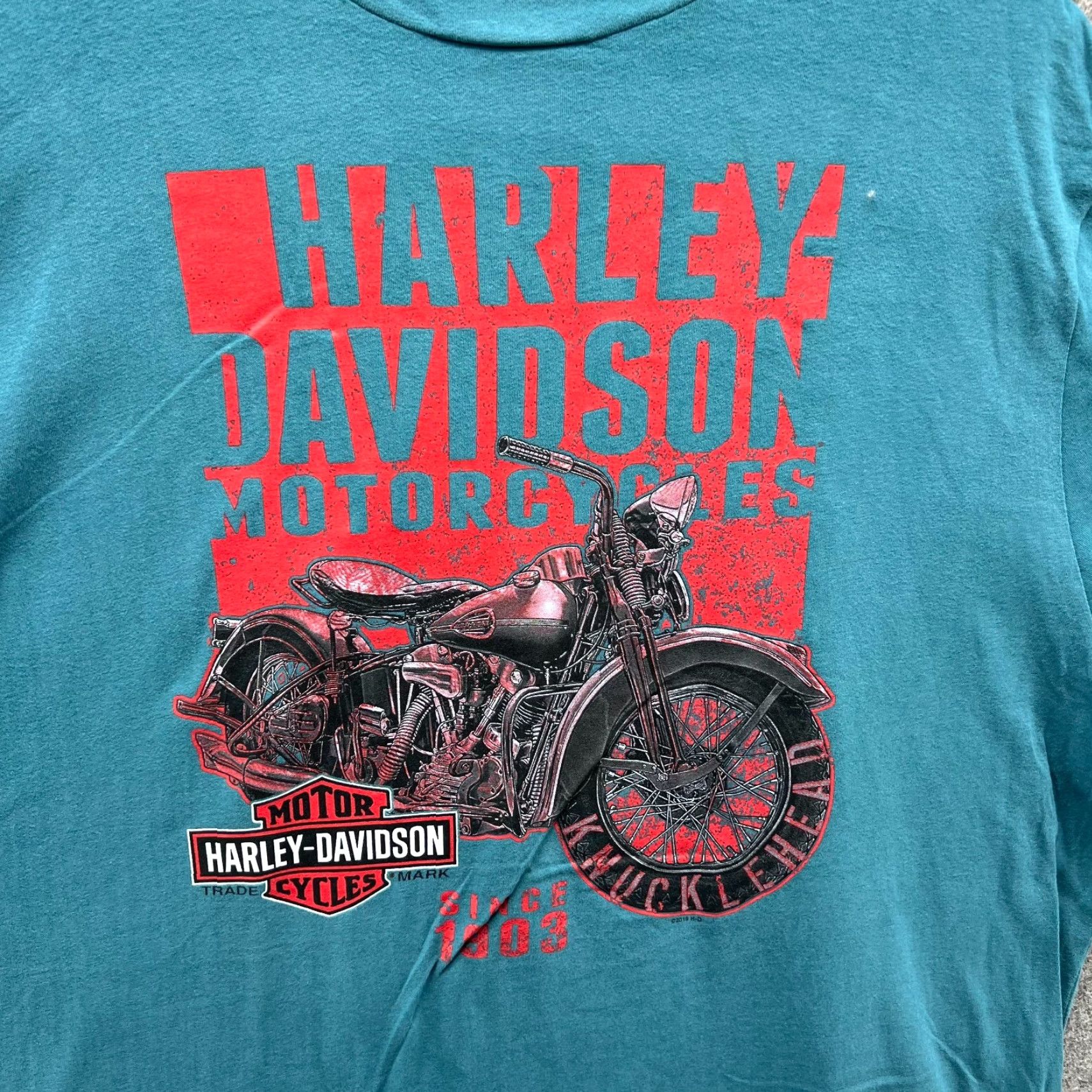 Harley Davidson Harley-Davidson Shirt Men XL Teal Blue Motorcycle Biker Casual Tee 2019 NEW Size US XL / EU 56 / 4 - 5 Thumbnail