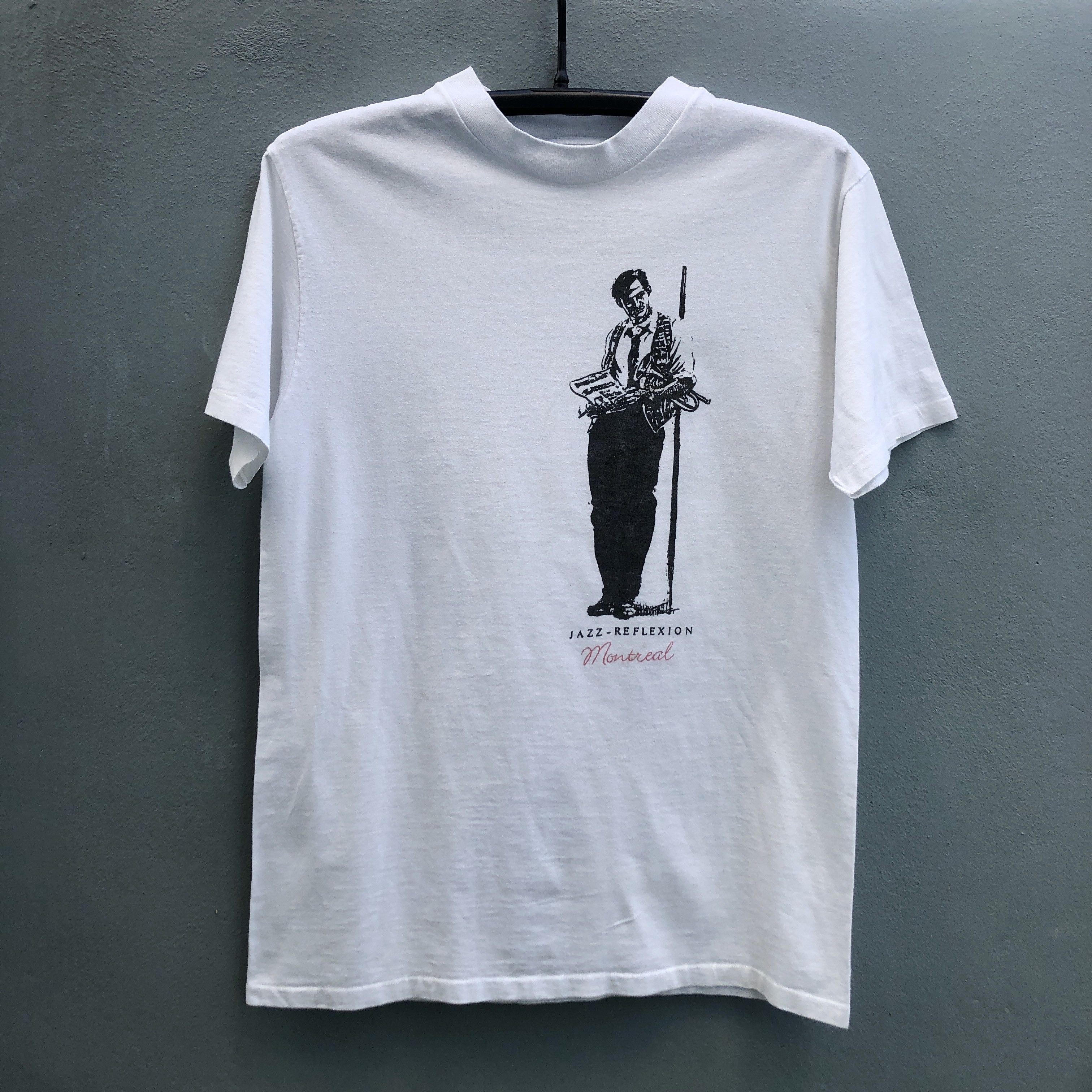 American Apparel 90s Jazz Reflexion White Tee L single stich Size US L / EU 52-54 / 3 - 2 Thumbnail