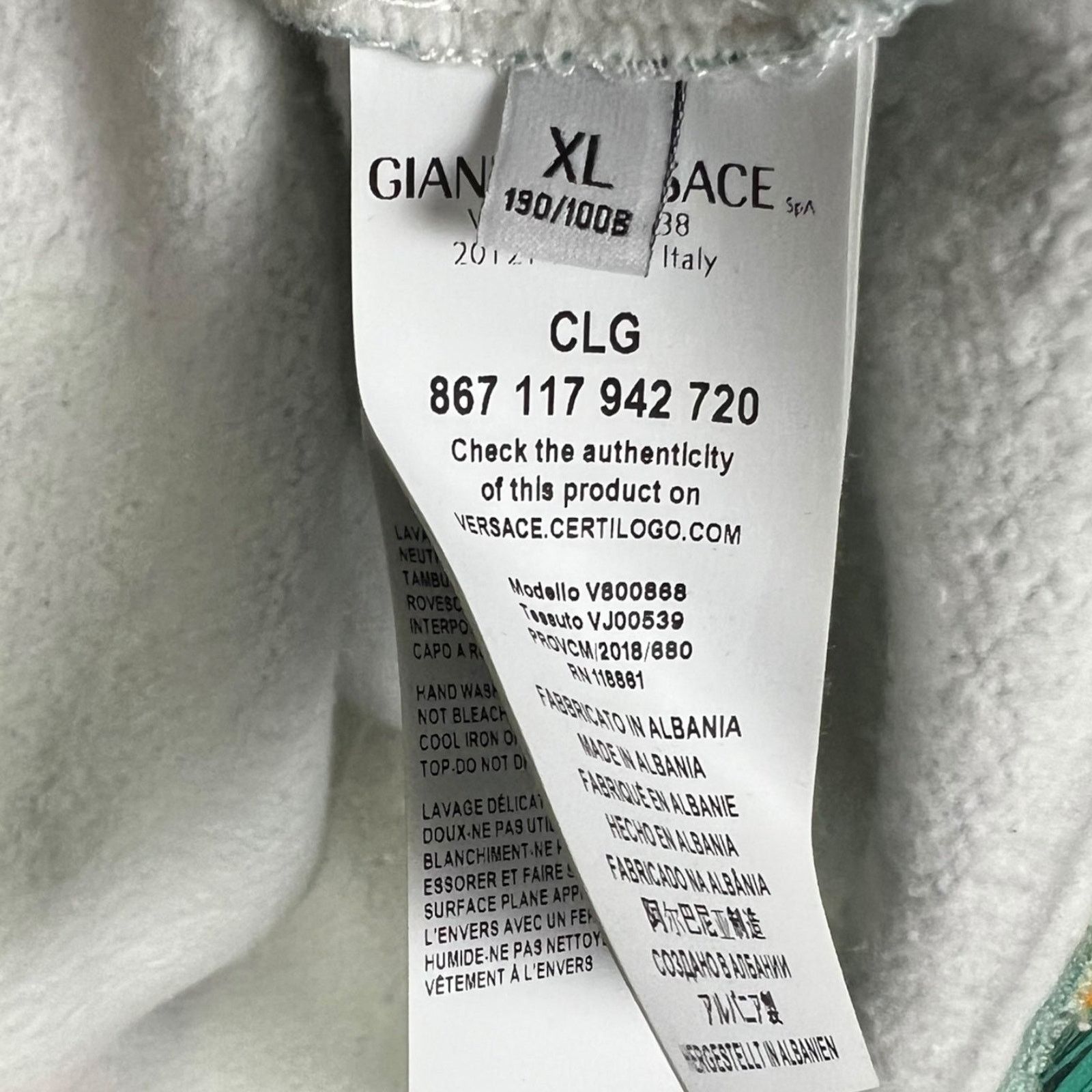 Versace Versace Collection Mens Greca Green Double Drawstring Hoodie Size US XL / EU 56 / 4 - 7 Thumbnail