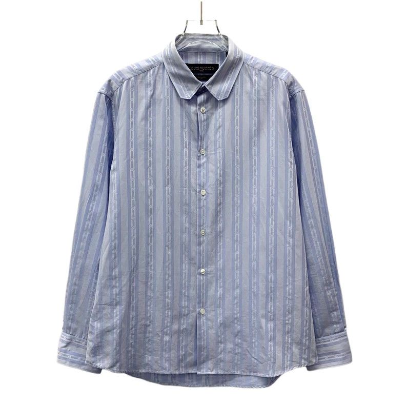 Louis Vuitton Light blue button-down striped cotton single
